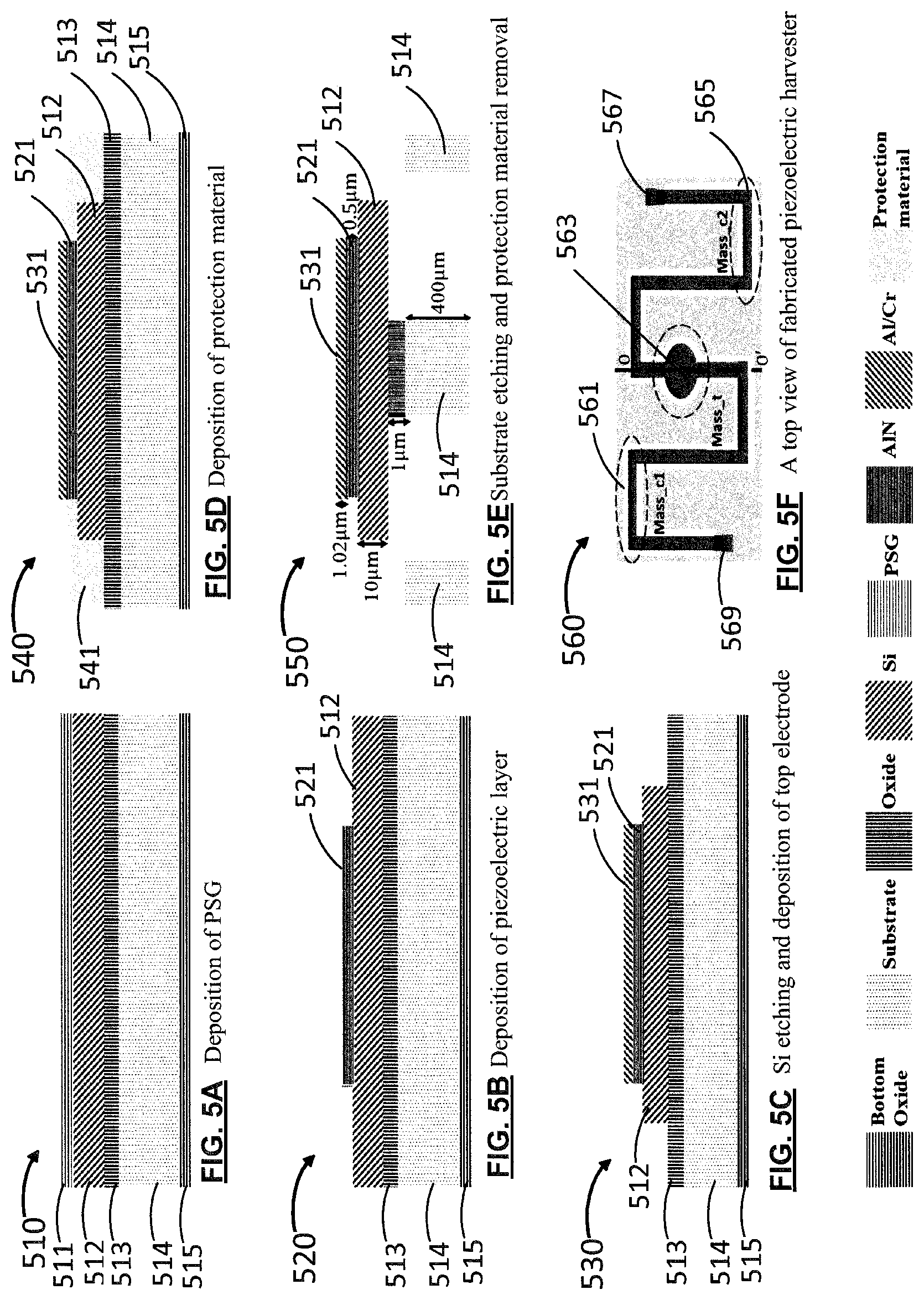 Patent US11799398 Figure 6 – Wideband piezoelectric vibratory MEMS harvester