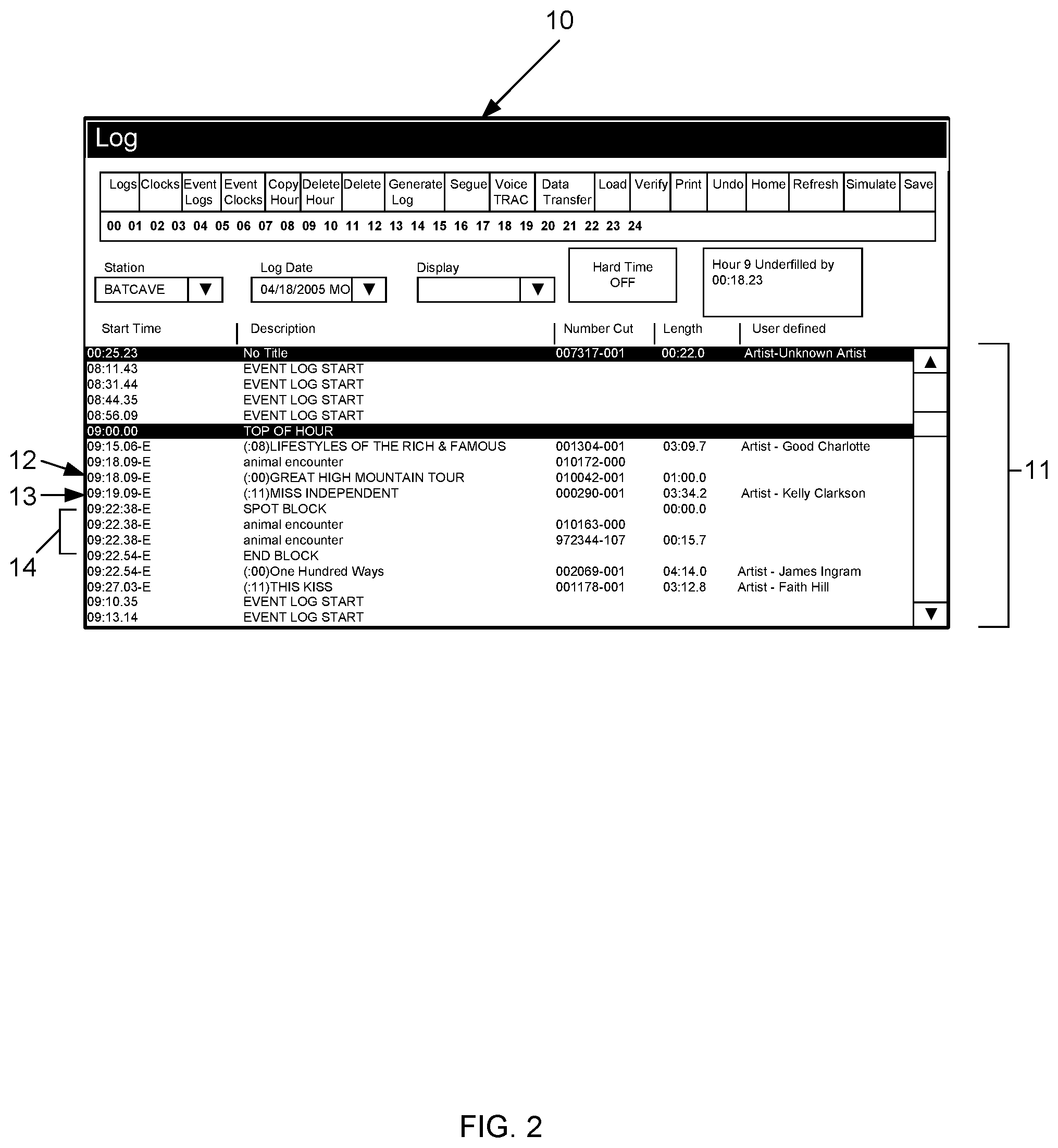 Patent US11799572 Figure 2 – Verification of broadcast log by playout system