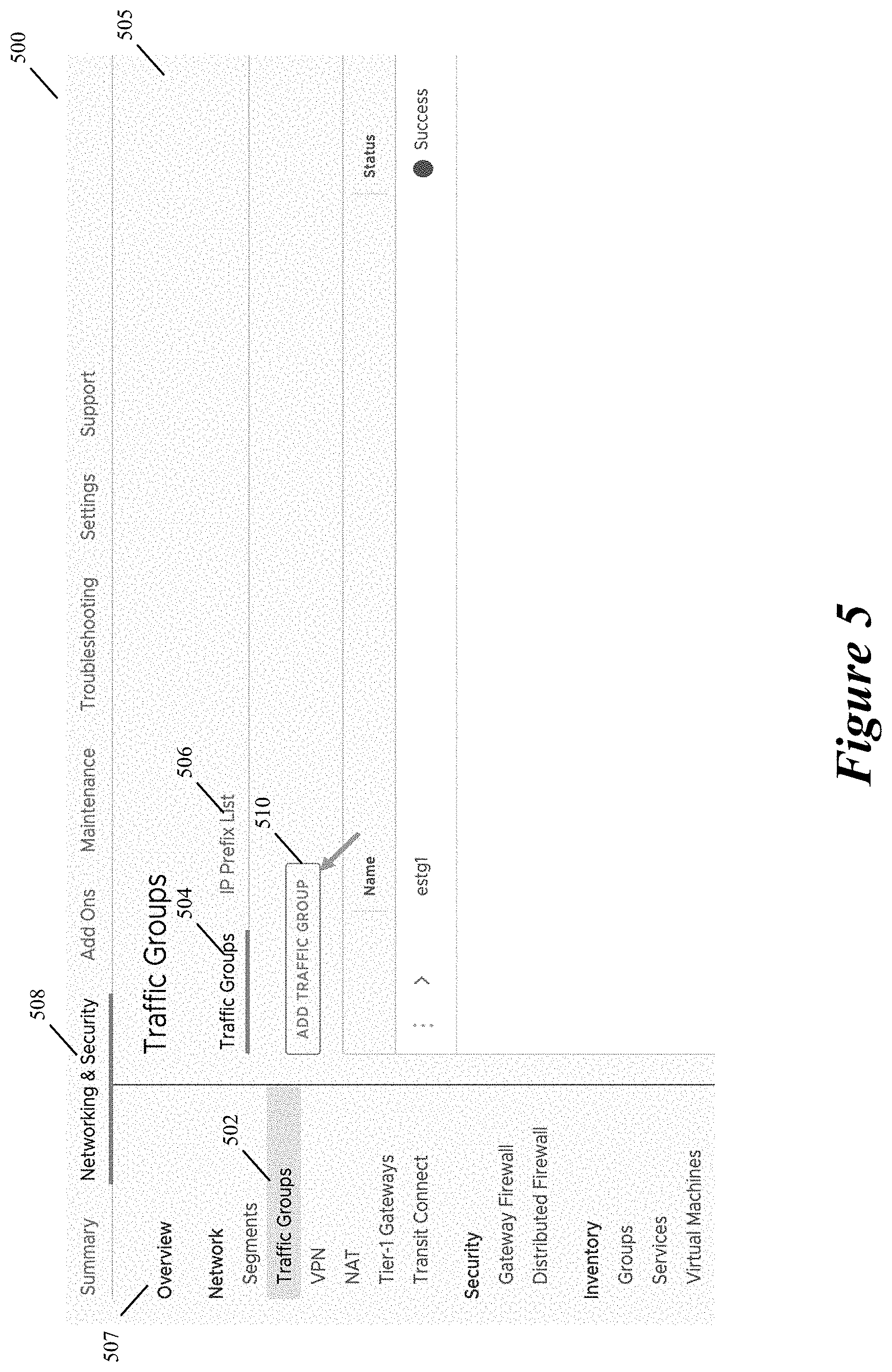Patent US11805051 Figure 5 – Allocating additional bandwidth to resources in a datacenter through deployment of dedicated gateways
