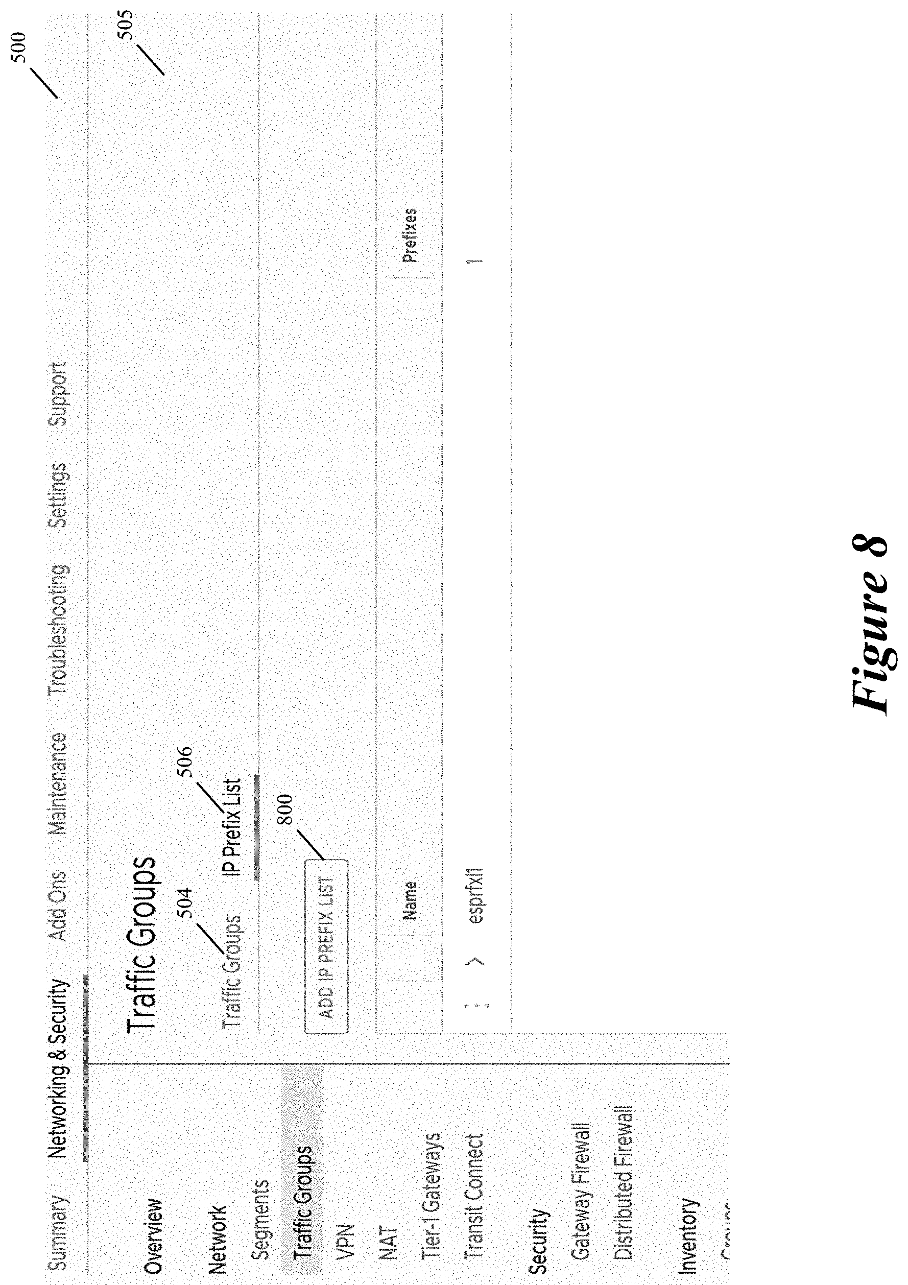 Patent US11805051 Figure 8 – Allocating additional bandwidth to resources in a datacenter through deployment of dedicated gateways