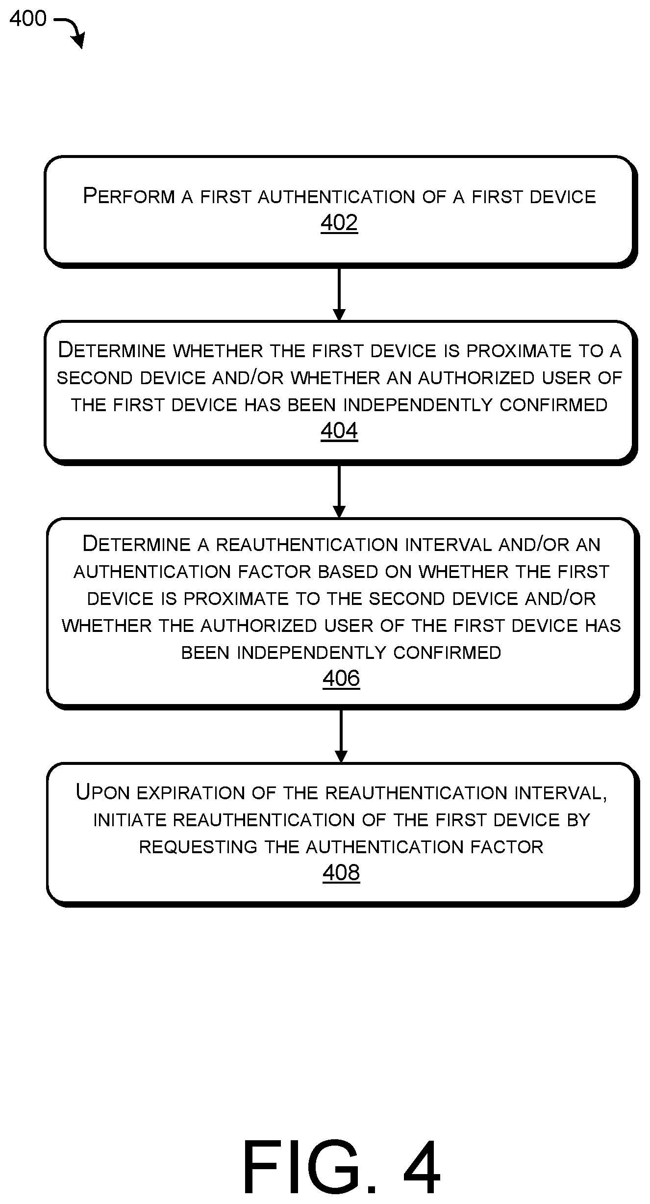 Patent US11805112 Figure 4 – Enhanced multi-factor authentication based on physical and logical proximity to trusted devices and users