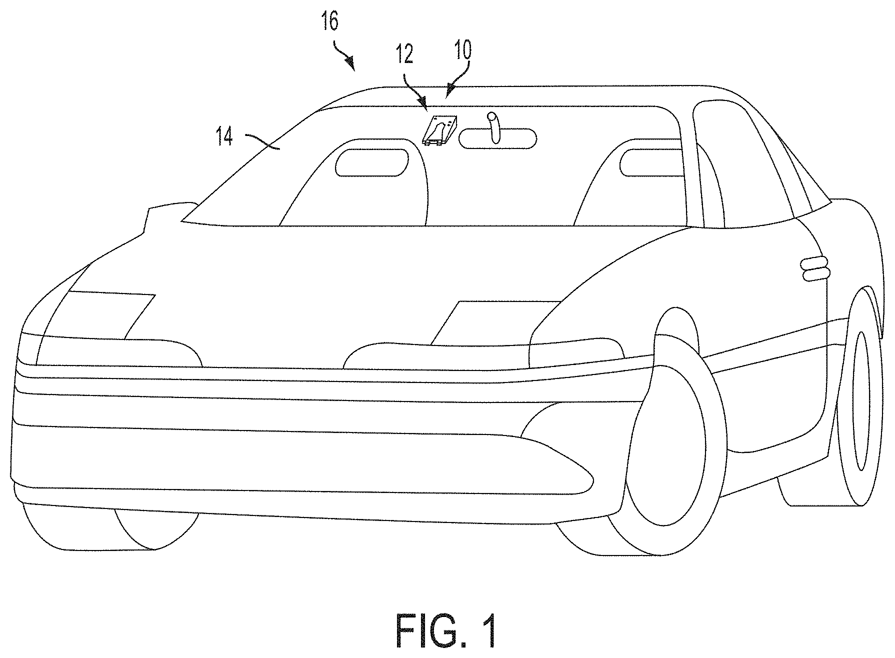 Patent US11805228 Figure 1 – Vehicular control system with forward viewing camera and forward sensing sensor