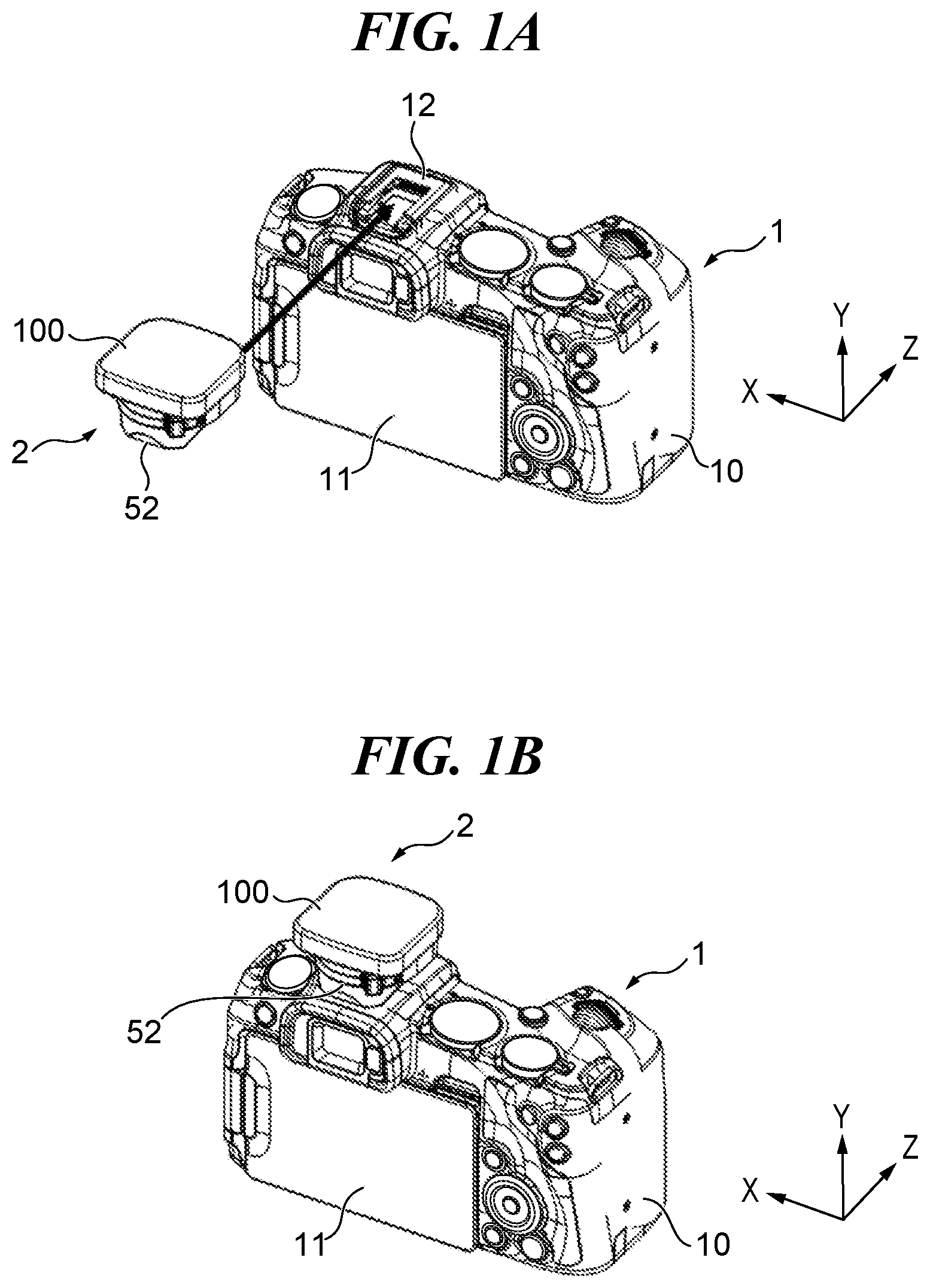 Patent US11805307 — Electronic apparatus capable of wirelessly communicating with external device mounted thereon, and external device — Figure 1