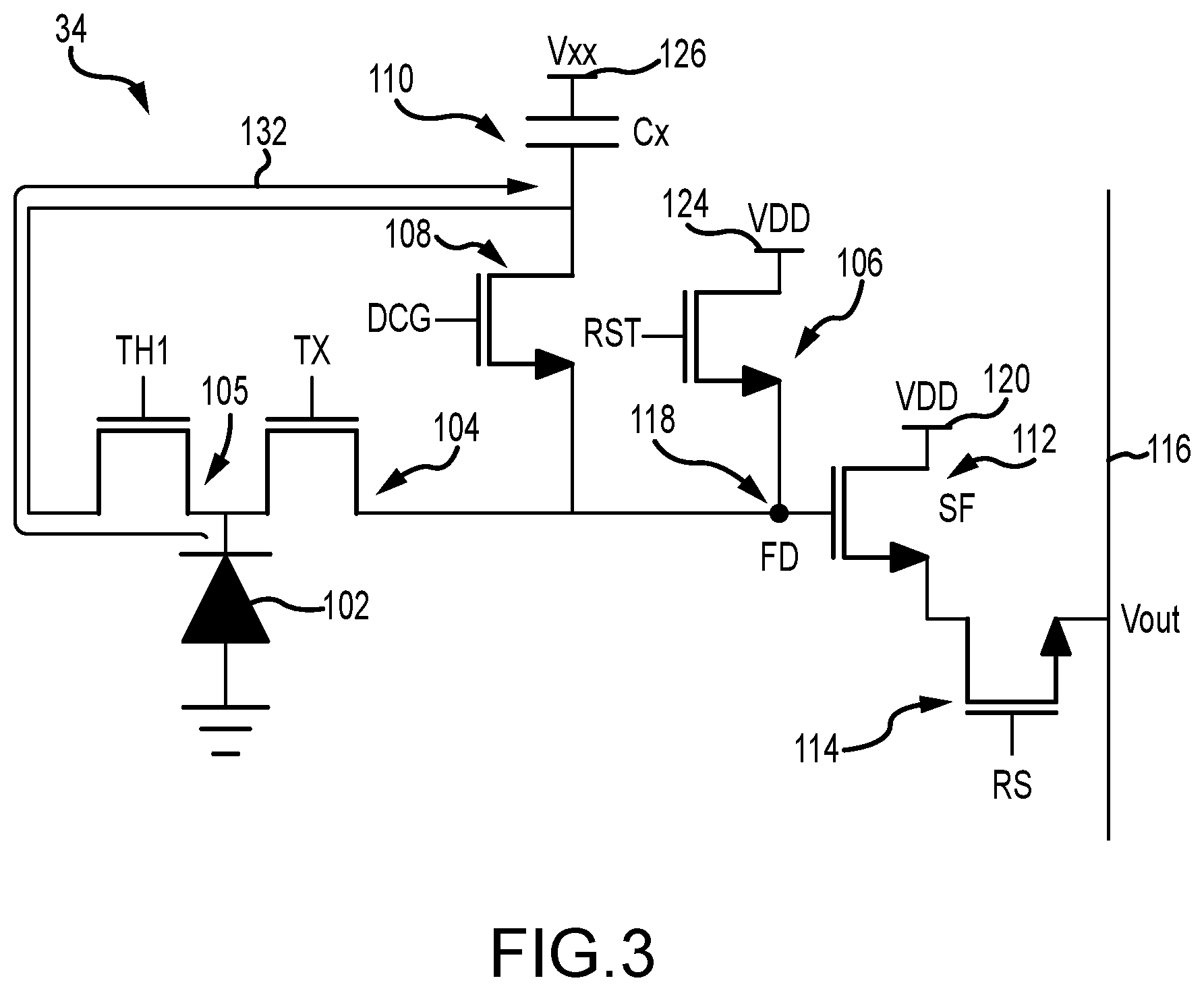 Patent US11805331 Figure 3 – Image sensors having high dynamic range imaging pixels