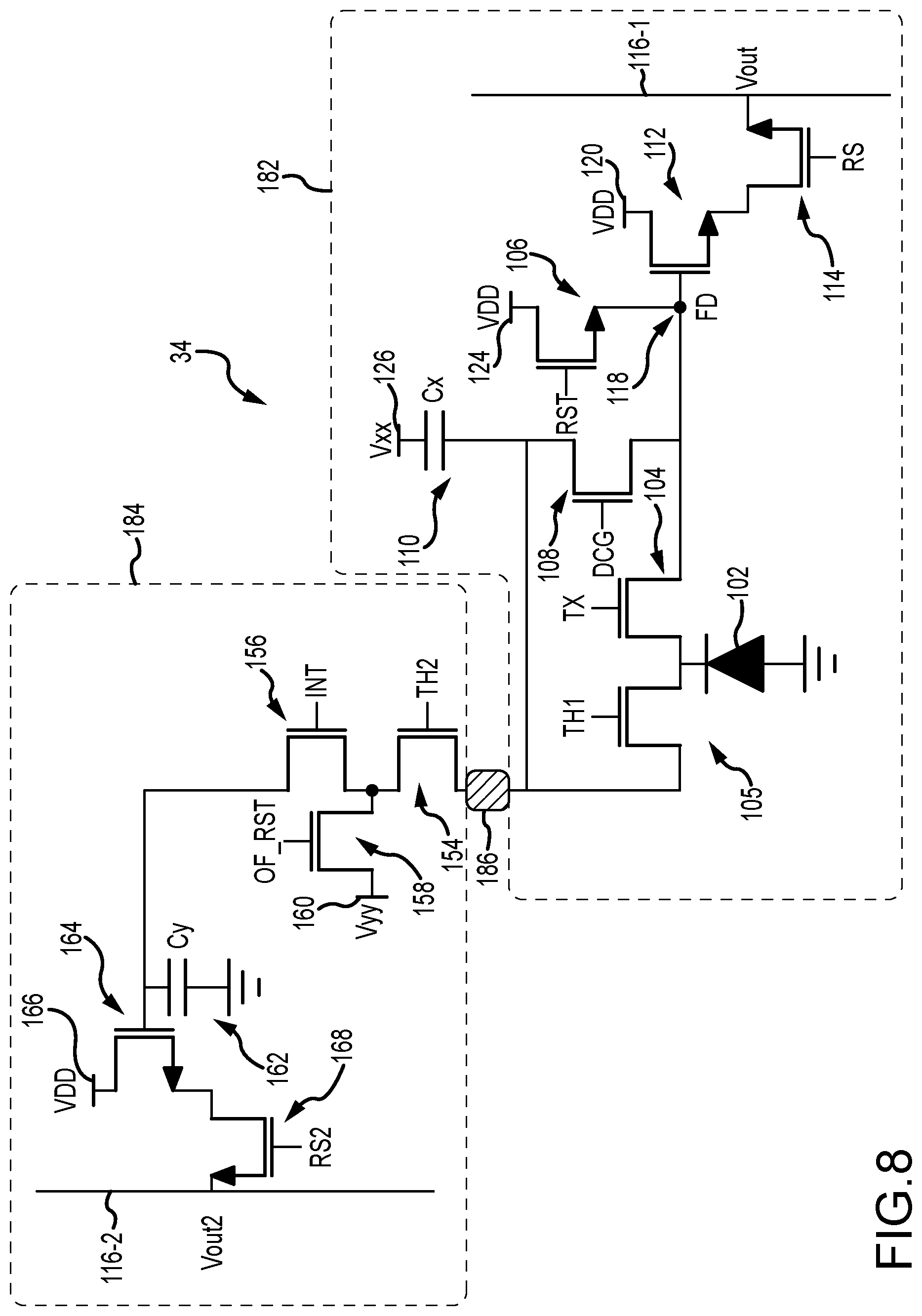 Patent US11805331 Figure 7 – Image sensors having high dynamic range imaging pixels