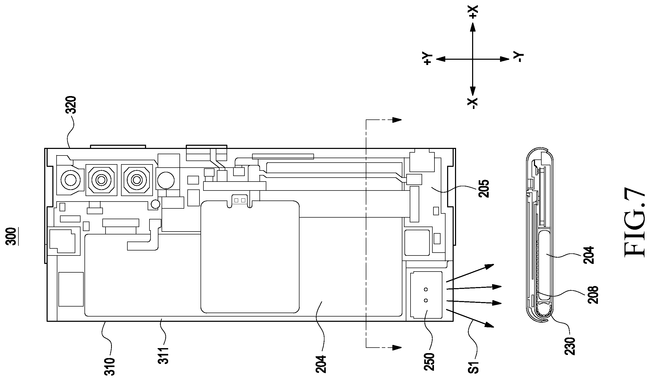 Patent US11805357 Figure 7 – Electronic device including speaker module