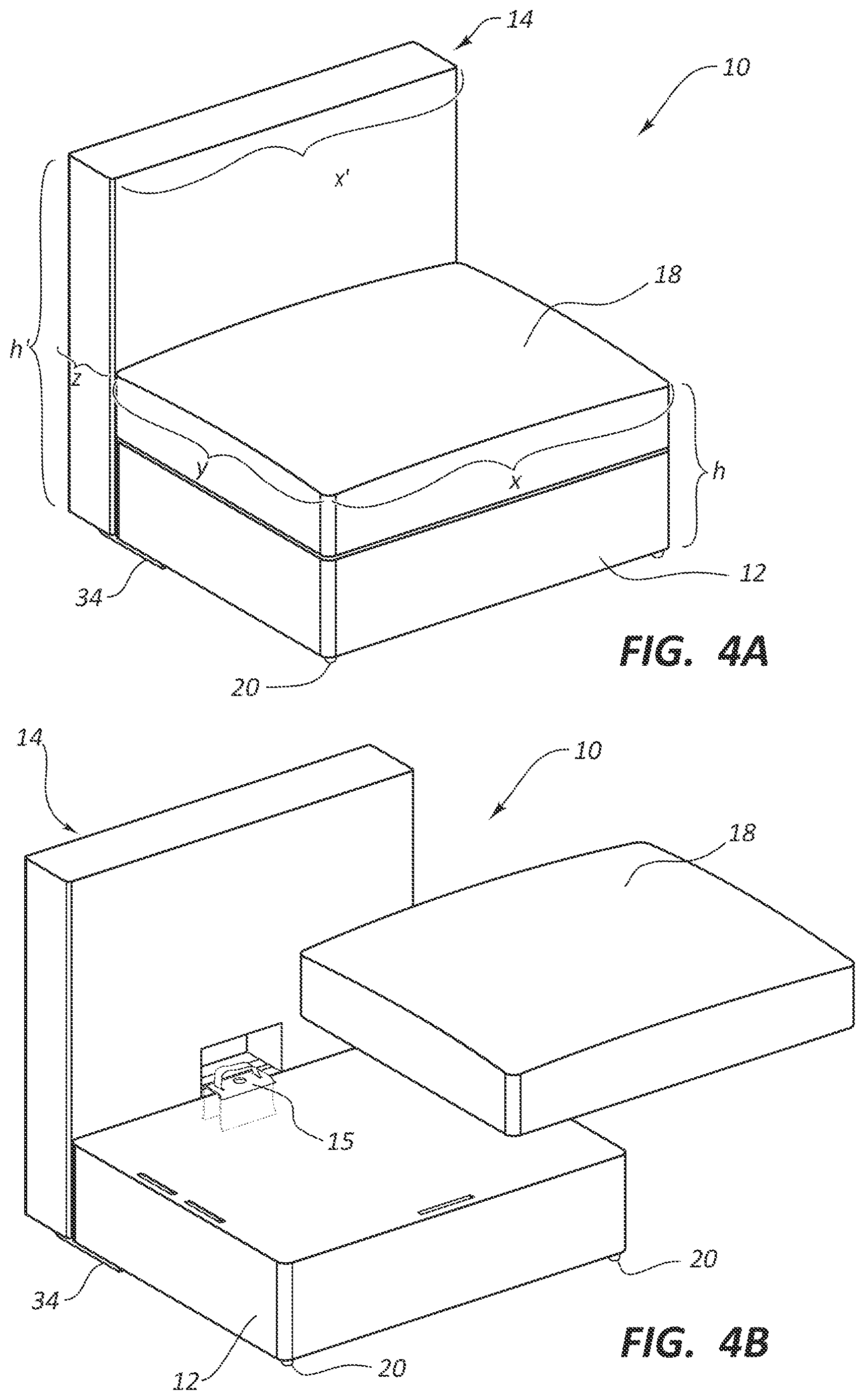 Patent US11805363 Figure 4 – Electronic furniture assembly with integrated internal speaker system including downward oriented speaker