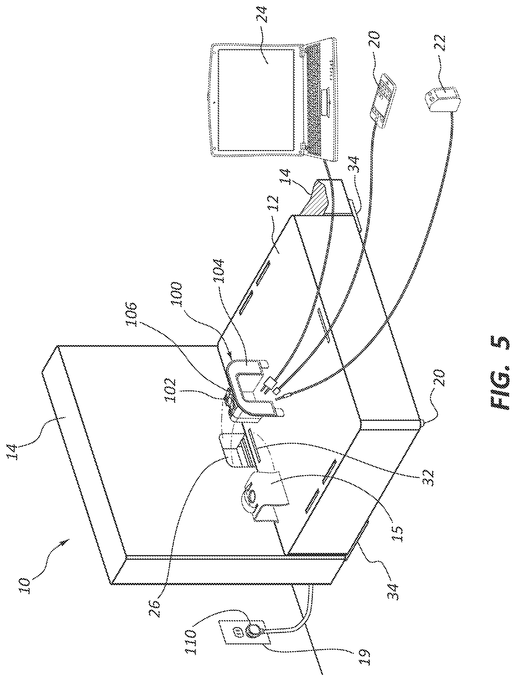 Patent US11805363 Figure 5 – Electronic furniture assembly with integrated internal speaker system including downward oriented speaker