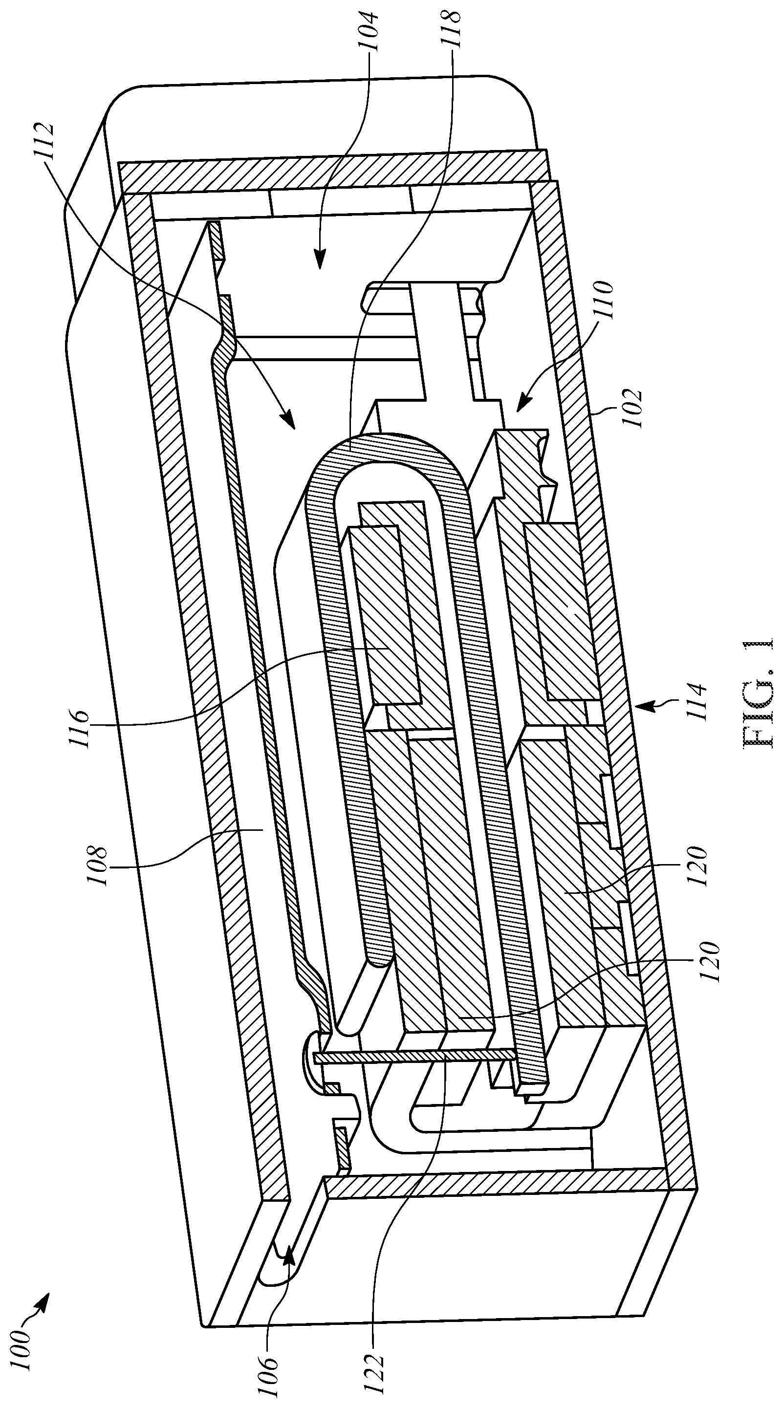 Patent US11805370 Figure 1 – Balanced armature receiver having diaphragm with elastomer surround