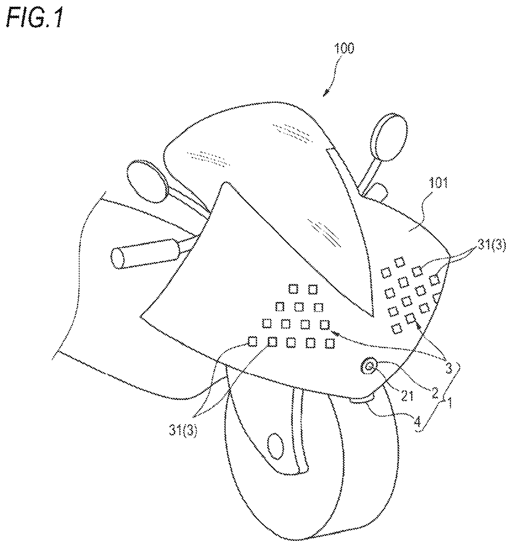 Patent US11805587 Figure 1 – Vehicle illumination system, vehicle system, lamp unit and vehicle lamp