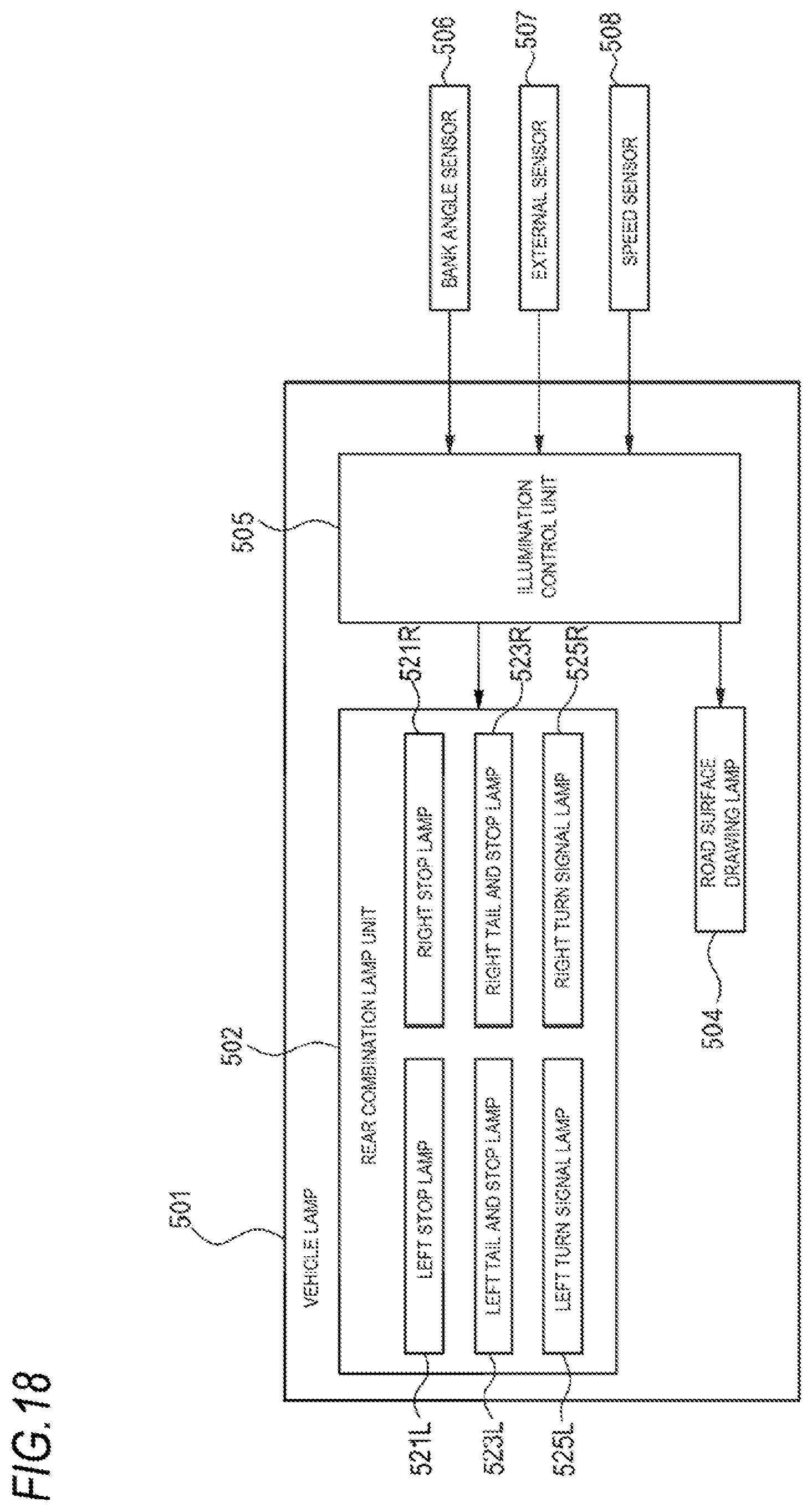 Patent US11805587 Figure 18 – Vehicle illumination system, vehicle system, lamp unit and vehicle lamp