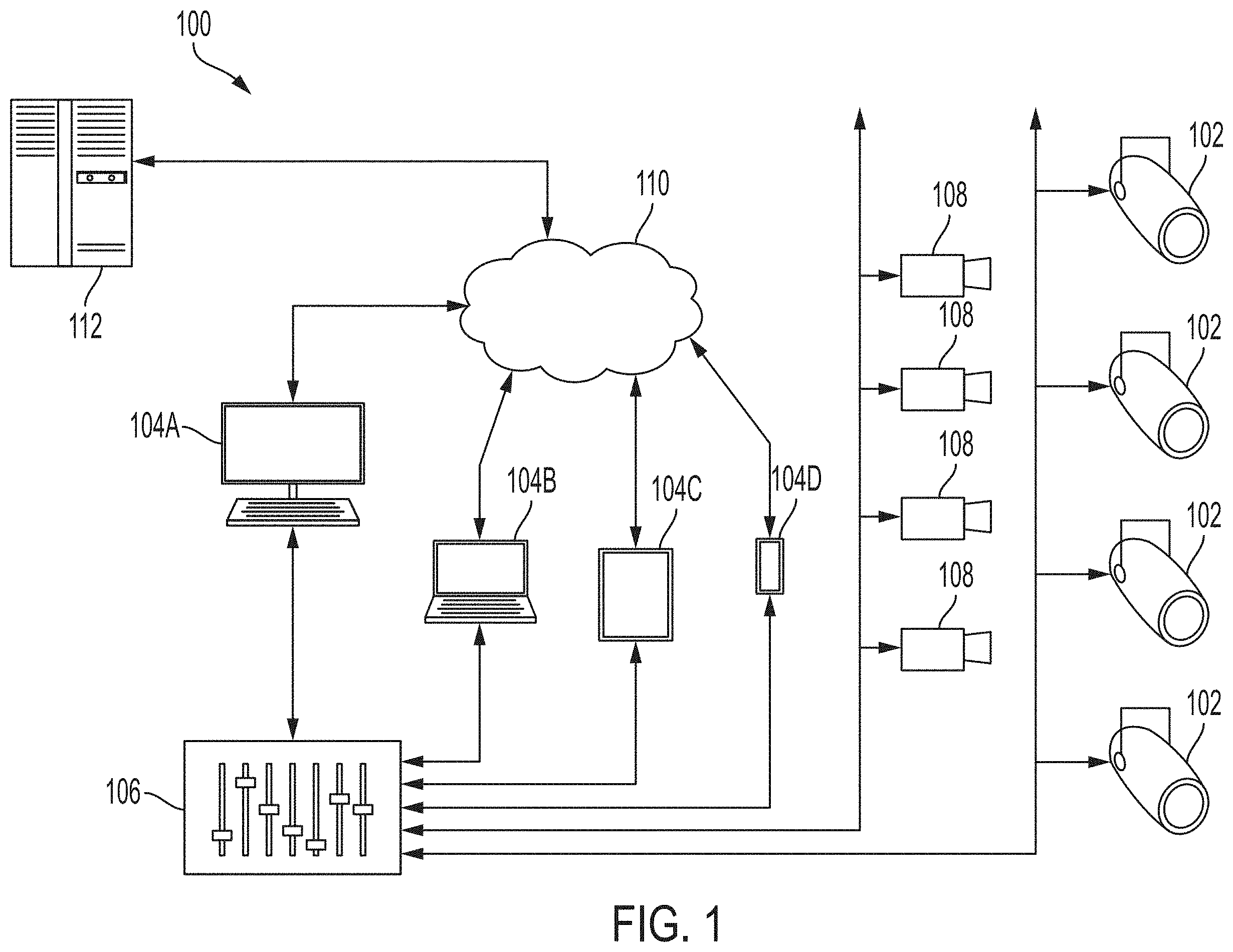Patent US11805588 Figure 1 – Collision detection for venue lighting