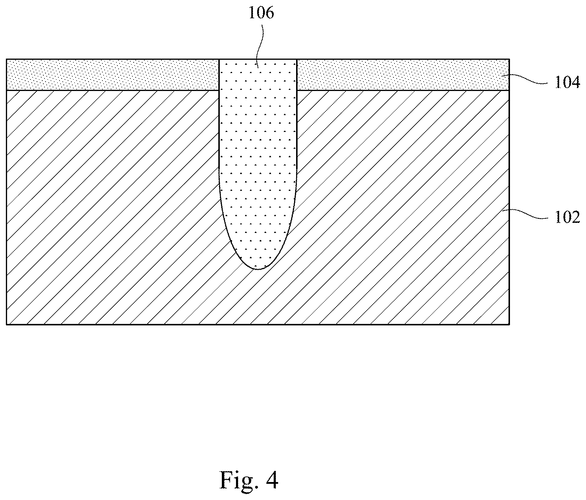 Patent US11805640 Figure 4 – Manufacturing method of a semiconductor device using a protect layer along a top sidewall of a trench to widen the bottom of the trench