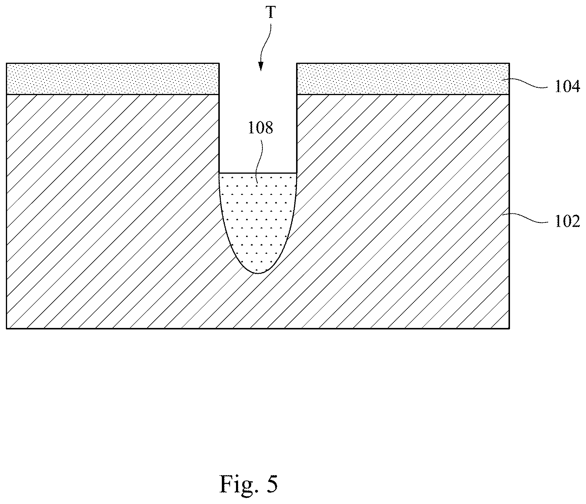 Patent US11805640 Figure 5 – Manufacturing method of a semiconductor device using a protect layer along a top sidewall of a trench to widen the bottom of the trench