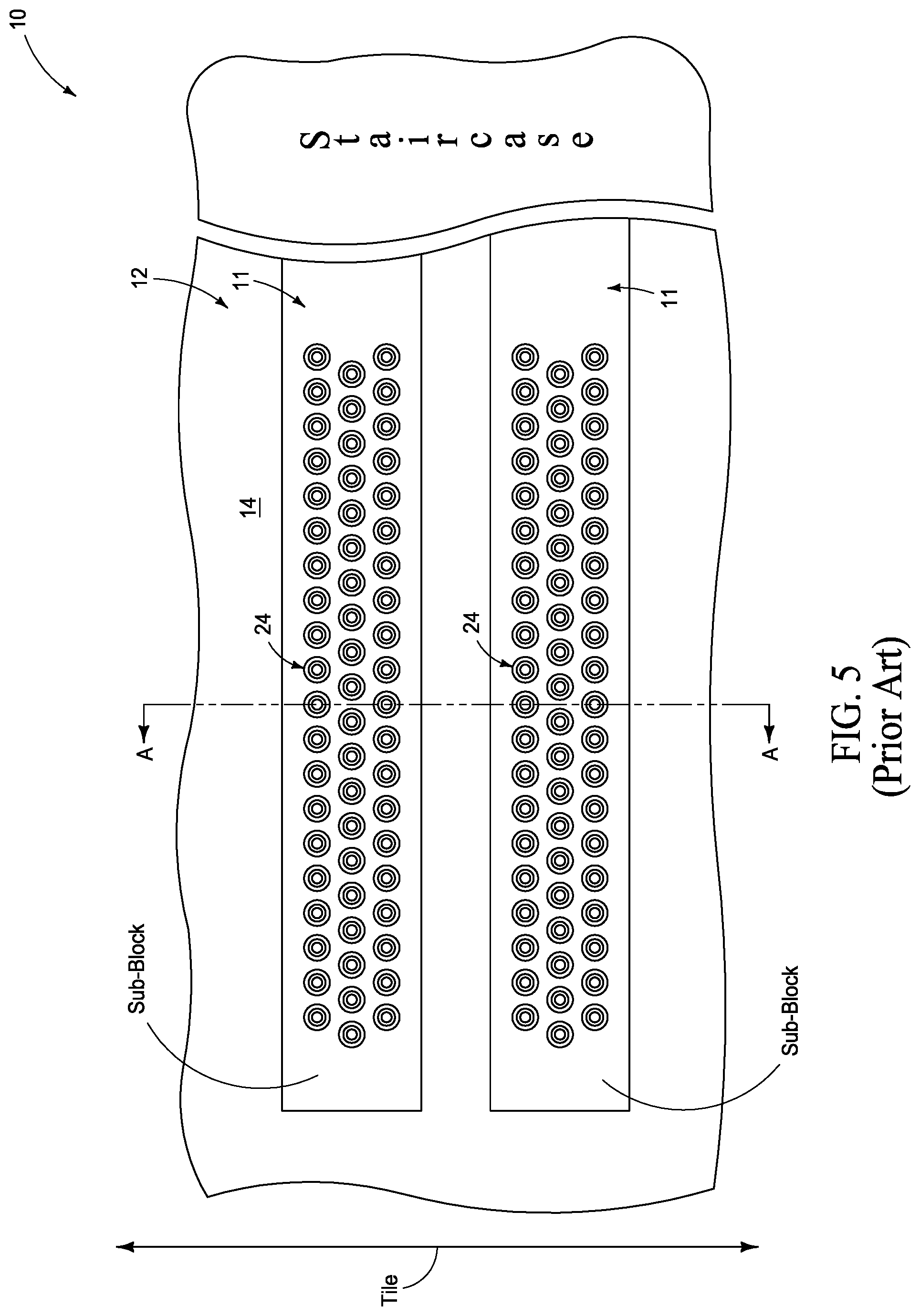 Patent US11805645 Figure 5 – Integrated assemblies having rugged material fill, and methods of forming integrated assemblies