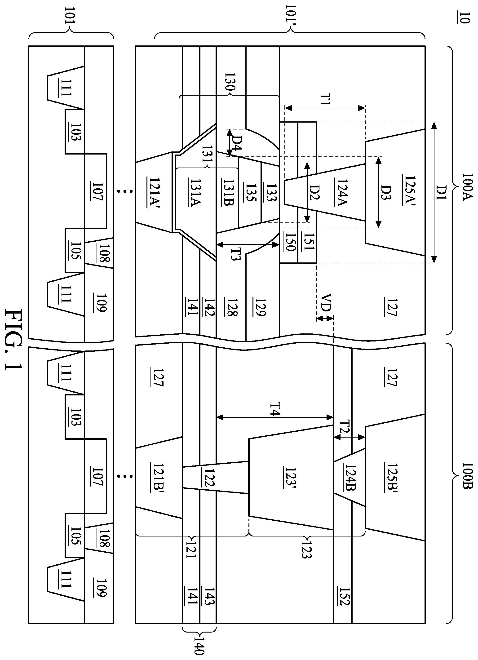 Patent US11805660 Figure 1 – Semiconductor structure