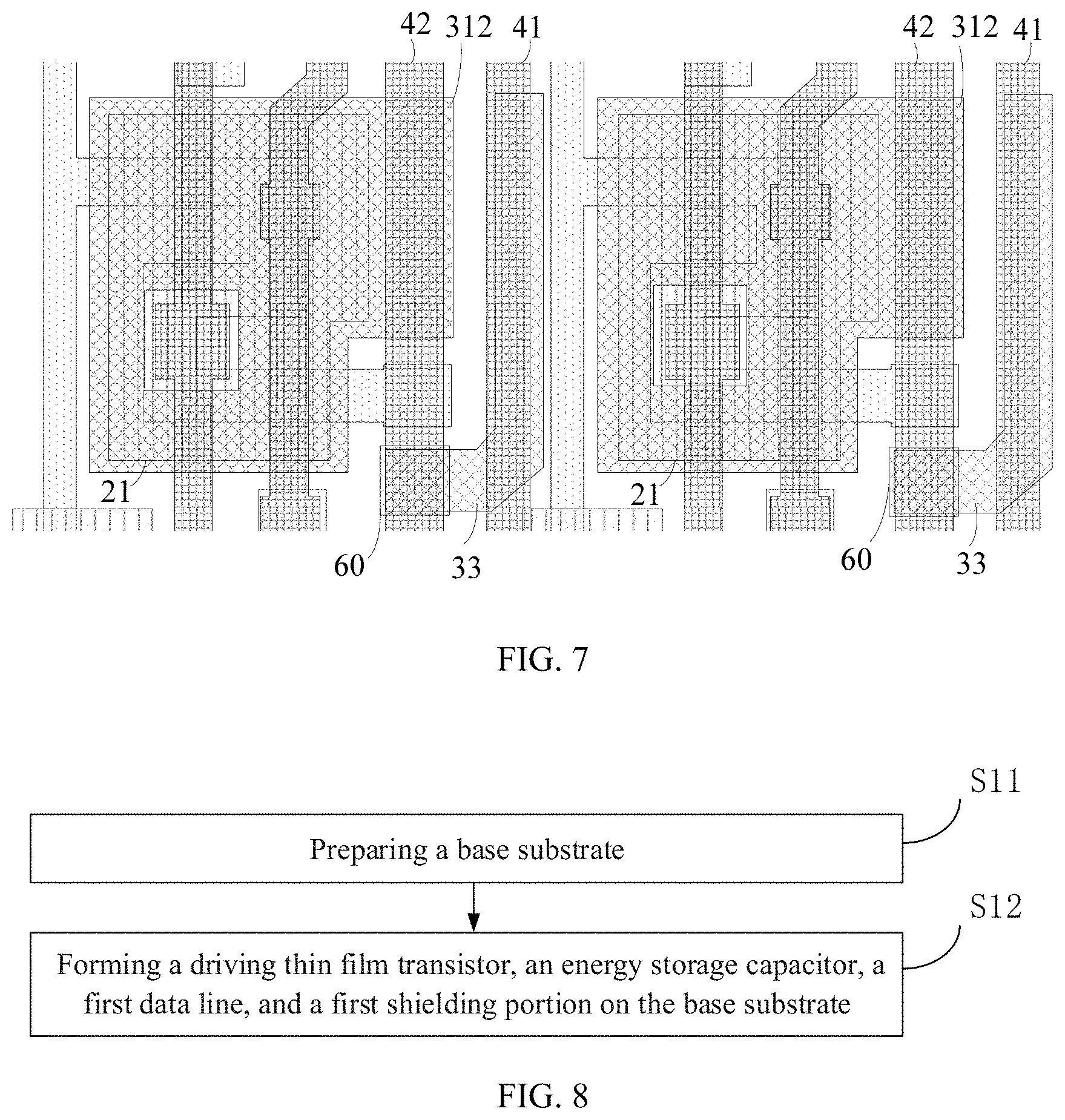 Patent US11805682 Figure 5 – Organic light emitting diode display substrate comprising a second capacitor plate, a first capacitor plate and a data line sequentially disposed from a base substrate, manufacturing method thereof, and display device comprising the same