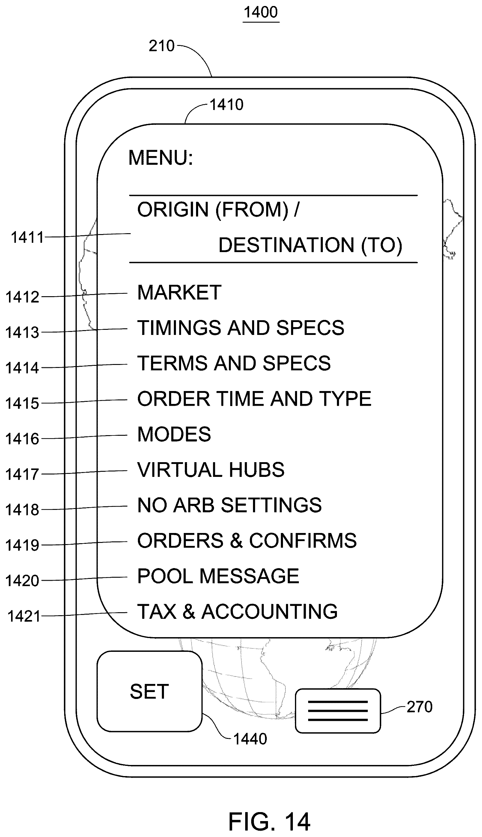 Patent US11810023 Figure 14 – System and method for a transportation or freight capacity exchange for one or more transportation or freight capacity units