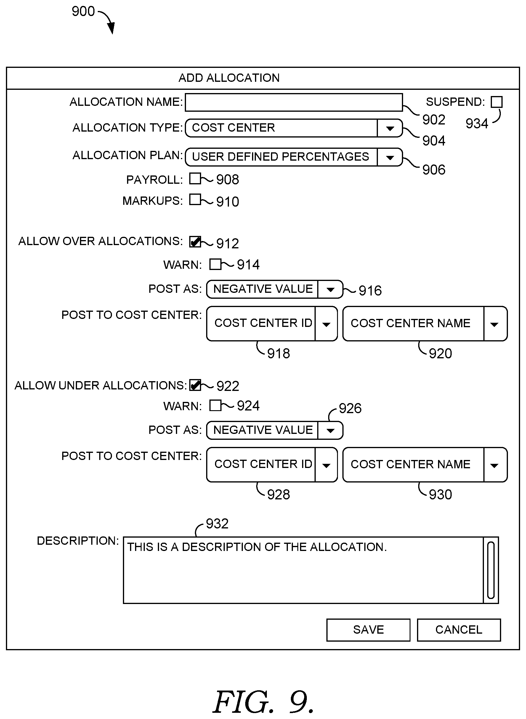 Patent US11810034 Figure 9 – Variable resource allocation