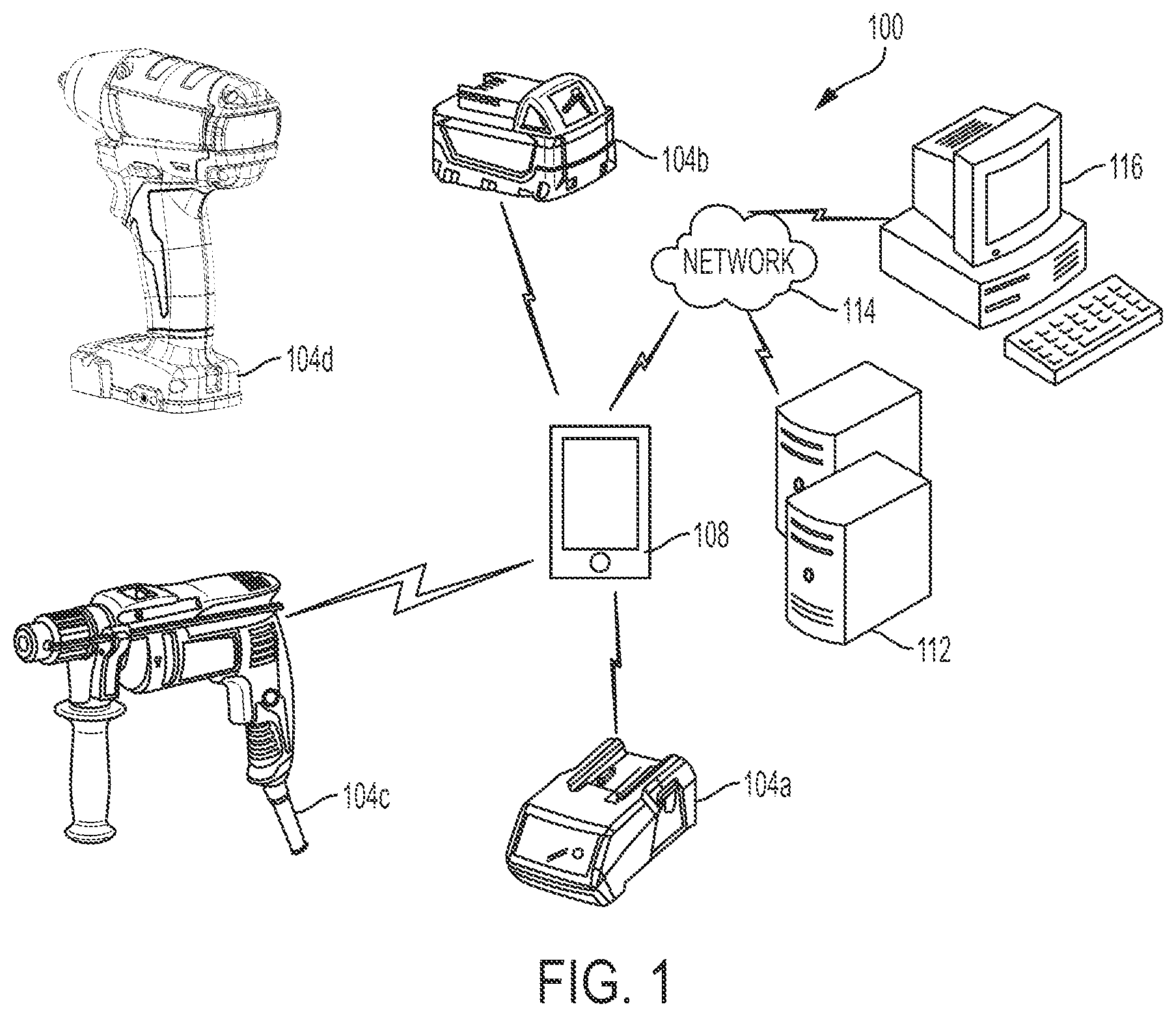 Patent US11810063 Figure 1 – Power tool communication system