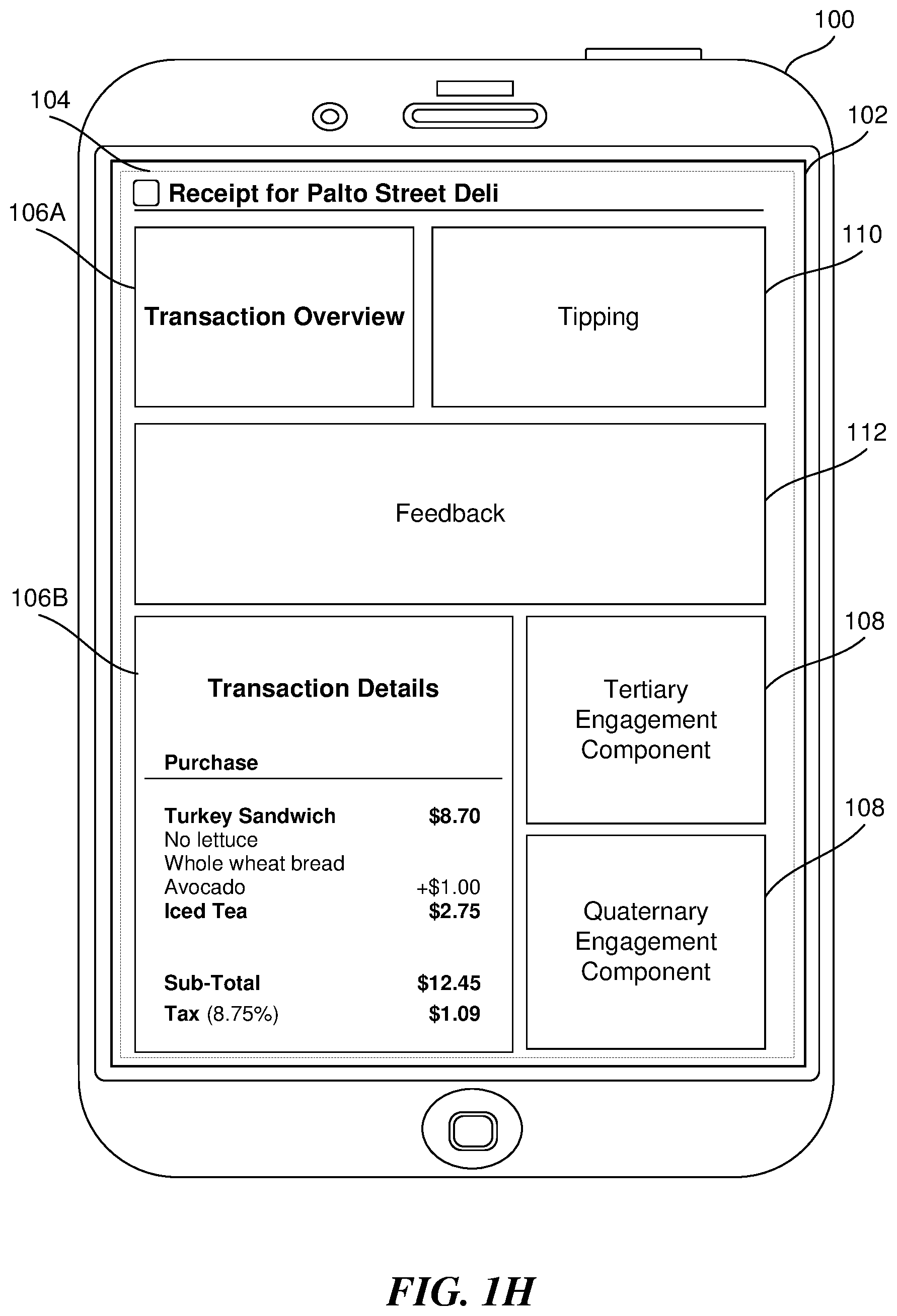 Patent US11810078 Figure 8 – Interactive digital receipt