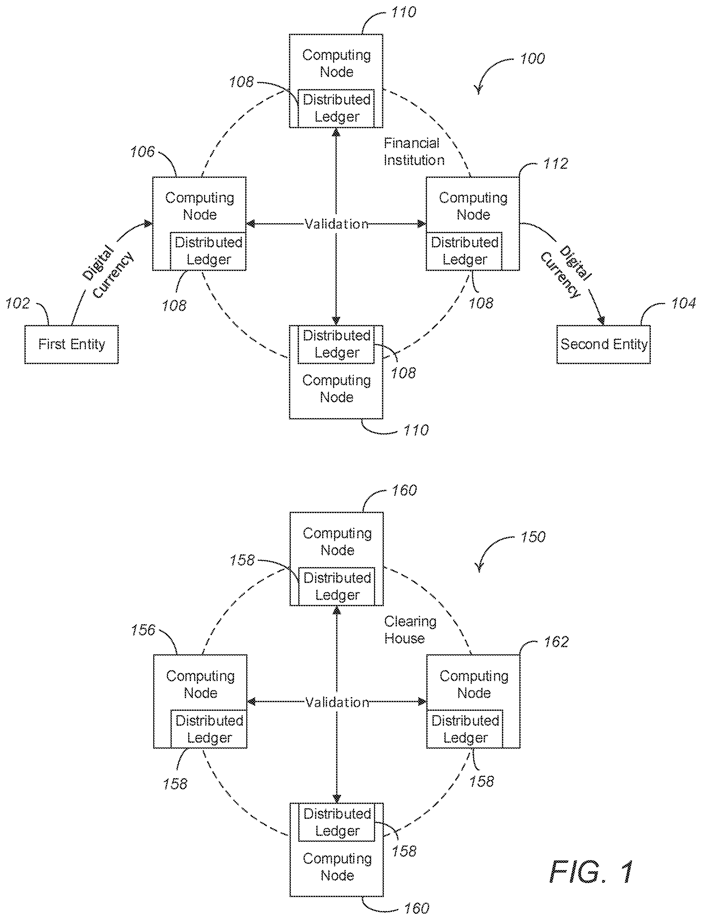 Patent US11810106 Figure 1 – Systems and methods for facilitating transactions using a digital currency