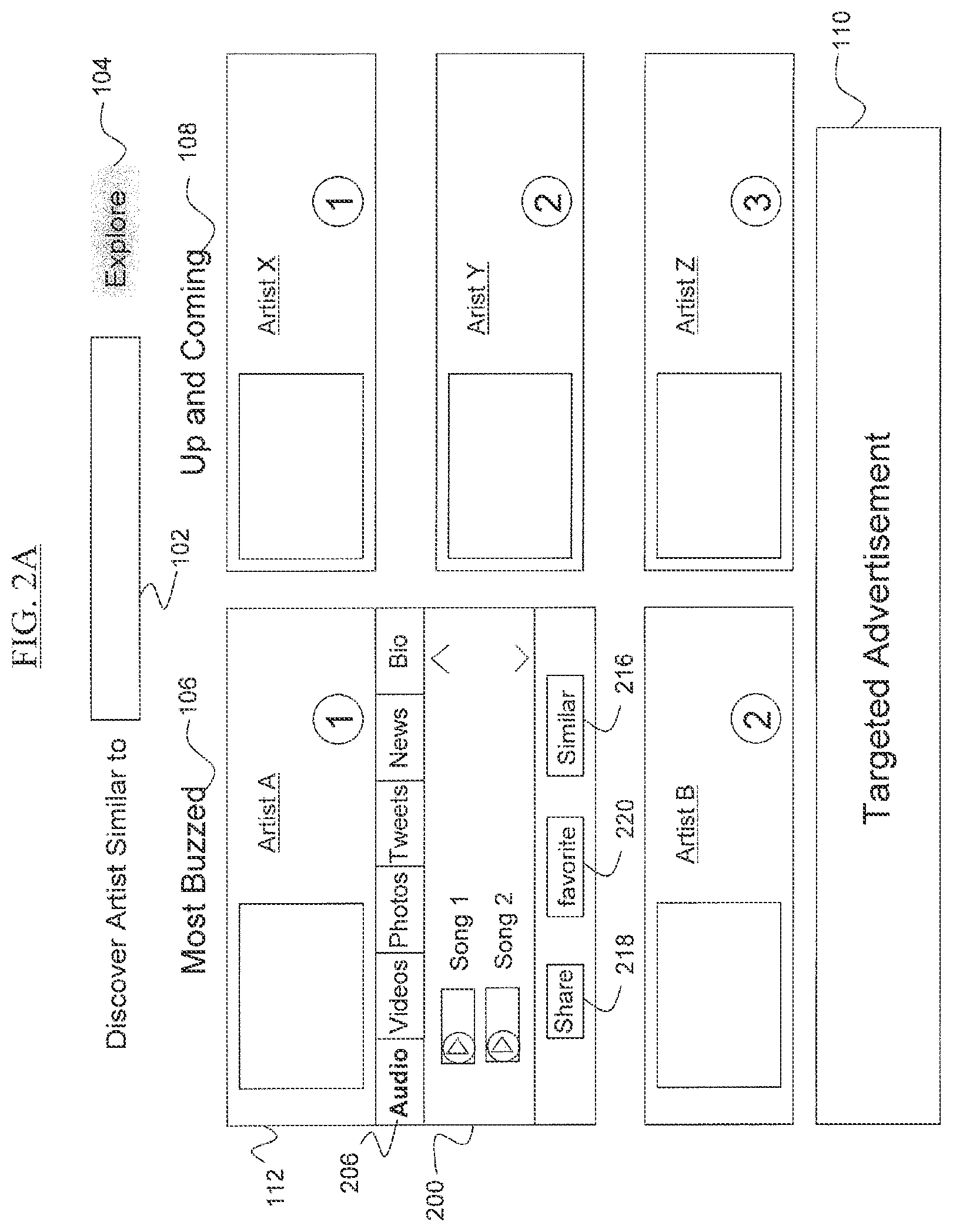 Patent US11810133 Figure 2 – Systems and methods for discovering artists