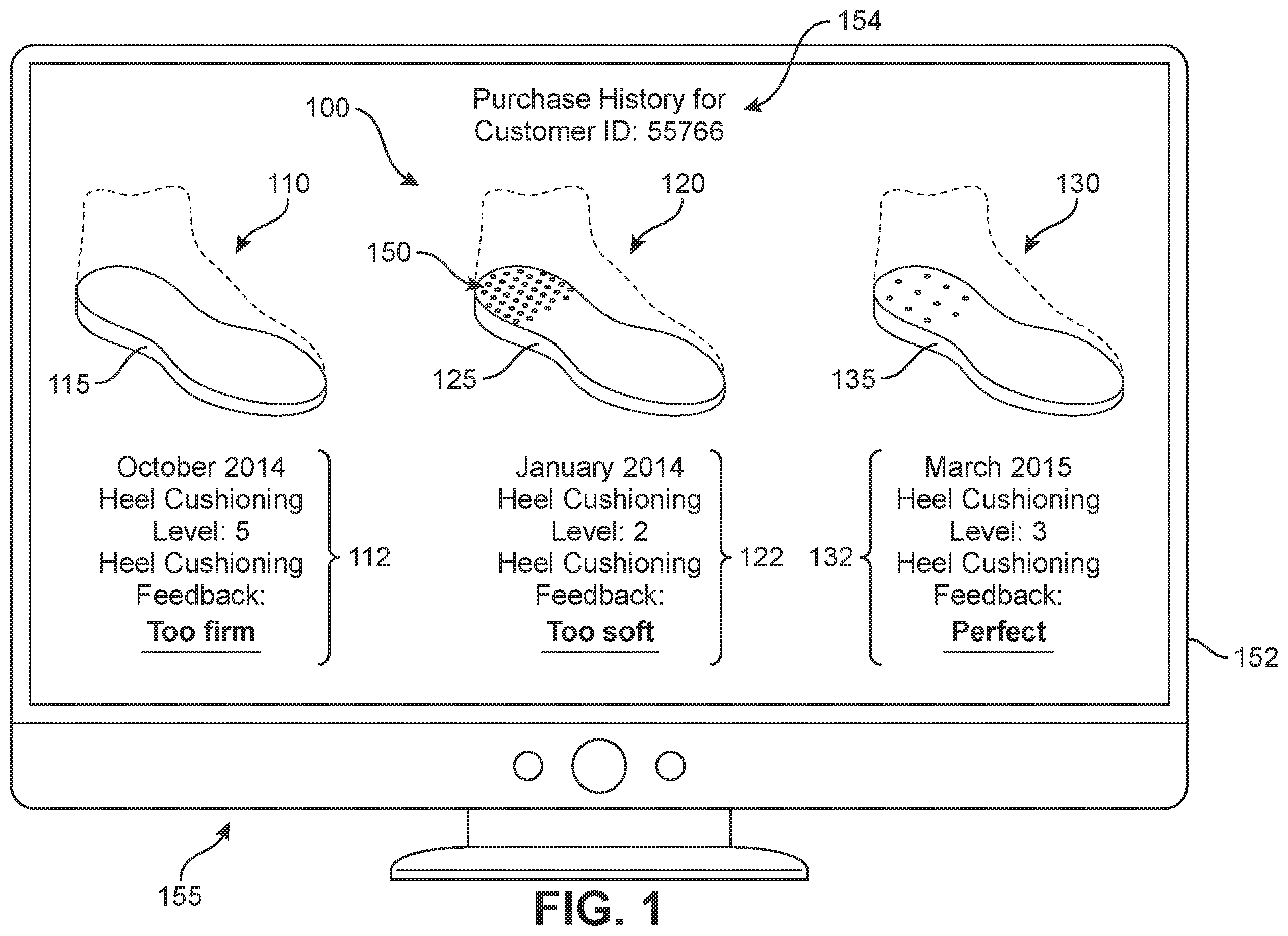 Patent US11810172 Figure 1 – System for customizing heel cushioning in articles of footwear