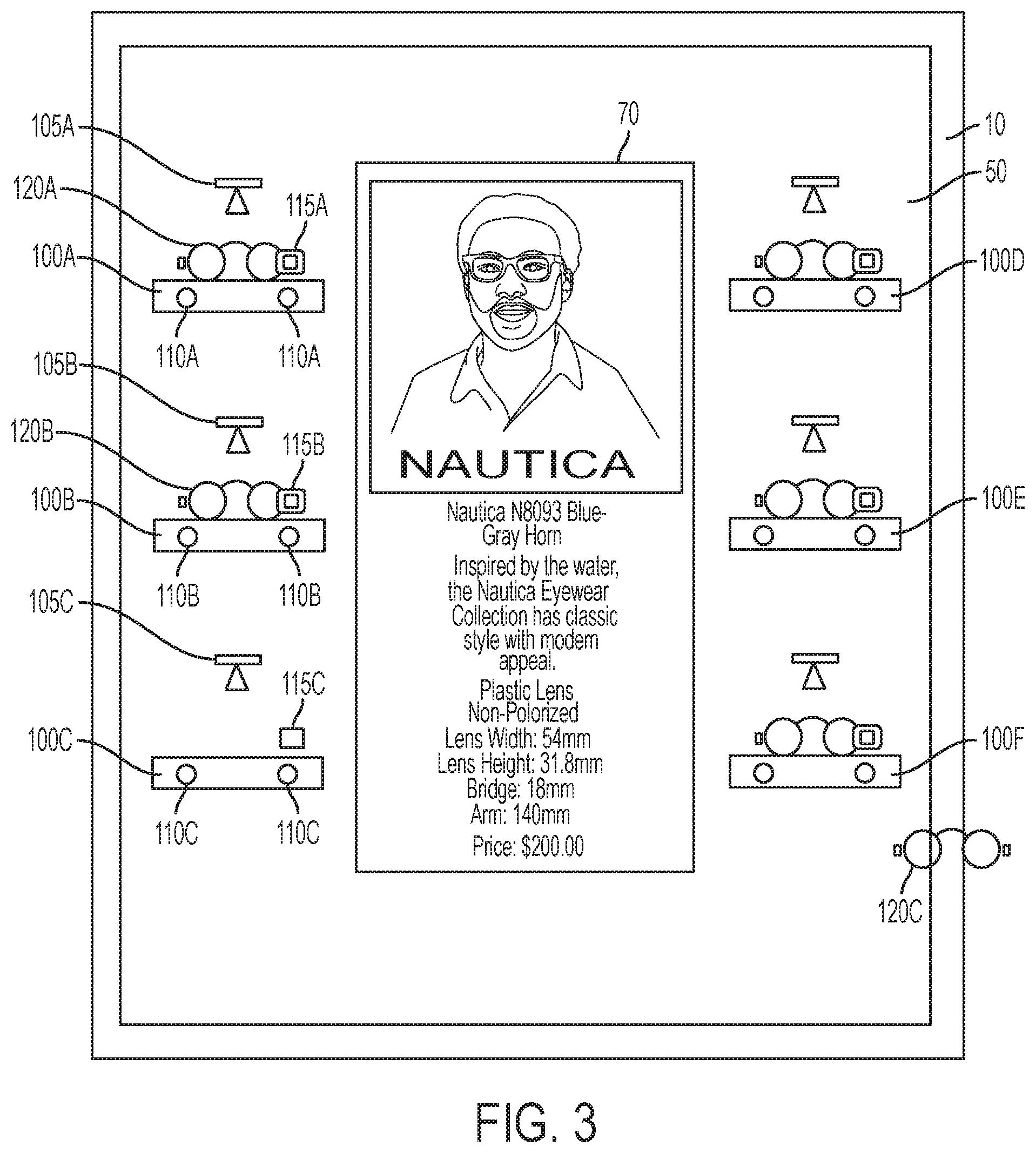 Patent US11810181 Figure 3 – Computerized interactive eyewear display board system