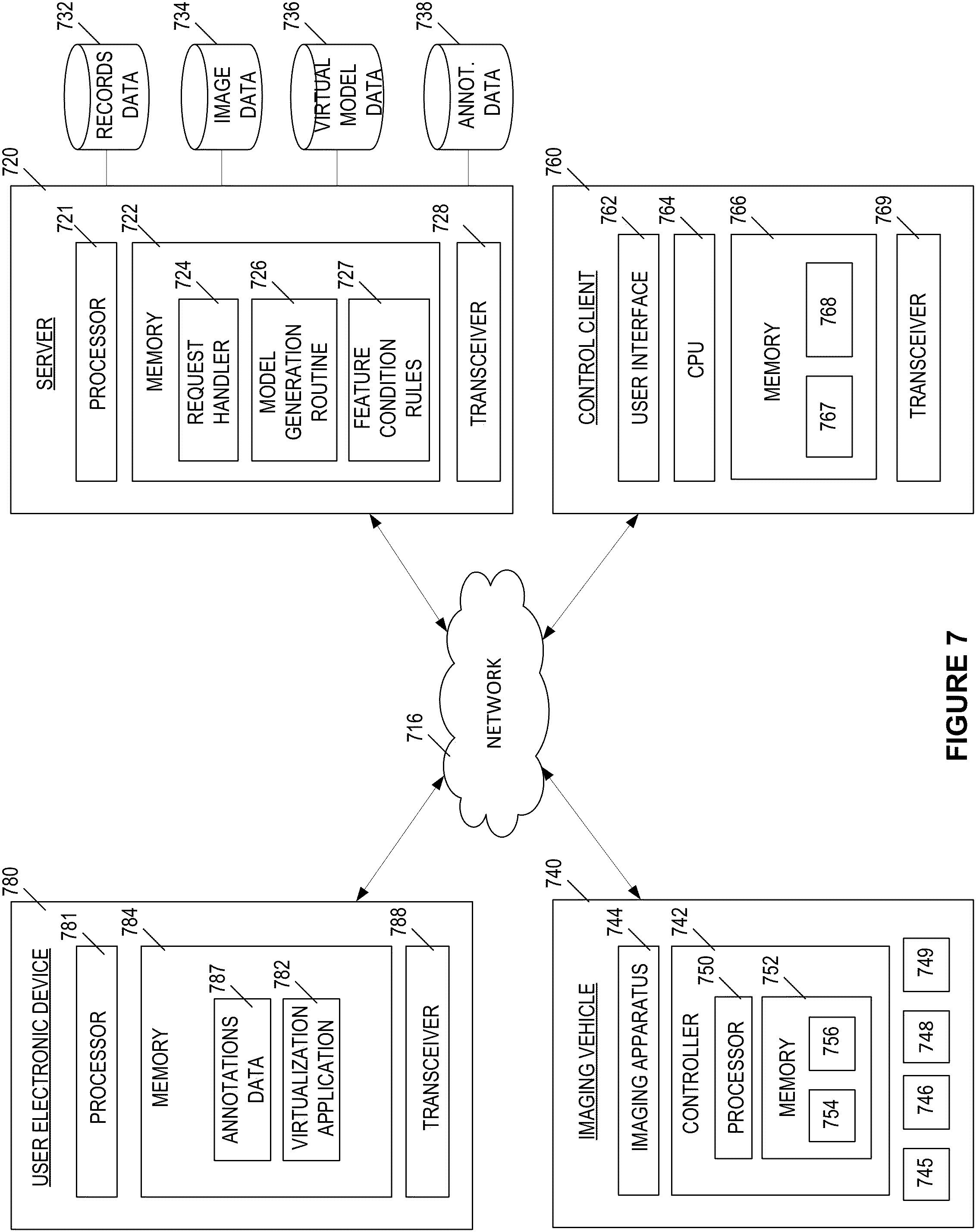 Patent US11810202 Figure 7 – Method and system for identifying conditions of features represented in a virtual model
