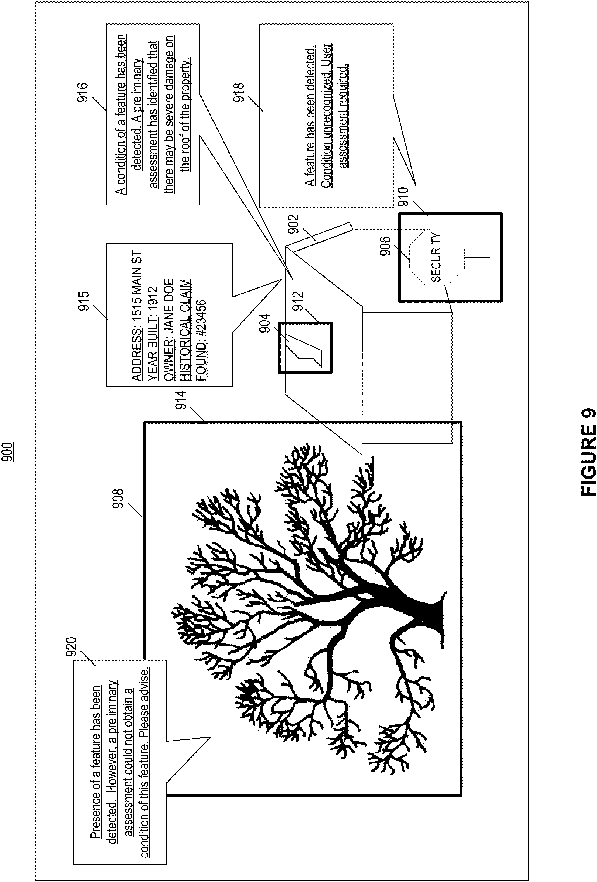 Patent US11810202 Figure 9 – Method and system for identifying conditions of features represented in a virtual model