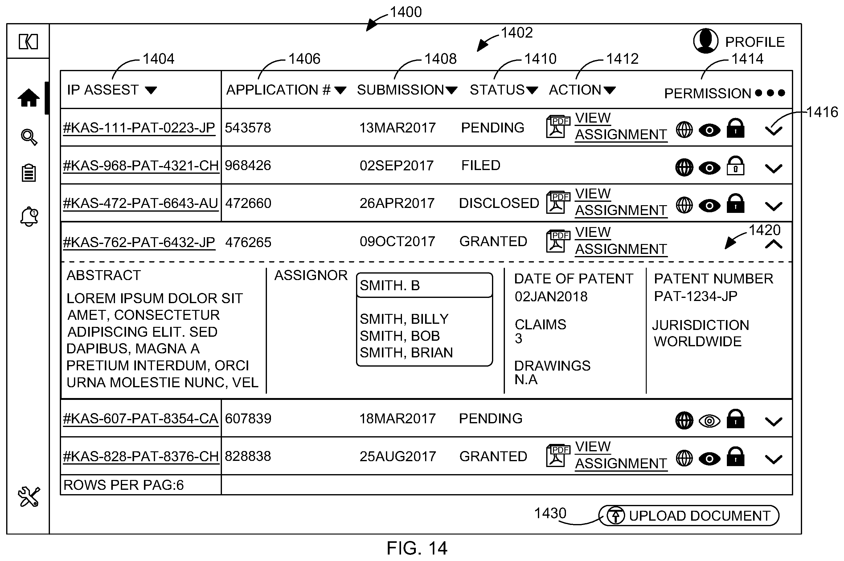 Patent US11810212 Figure 15 – Access controlled distributed ledger system for asset management