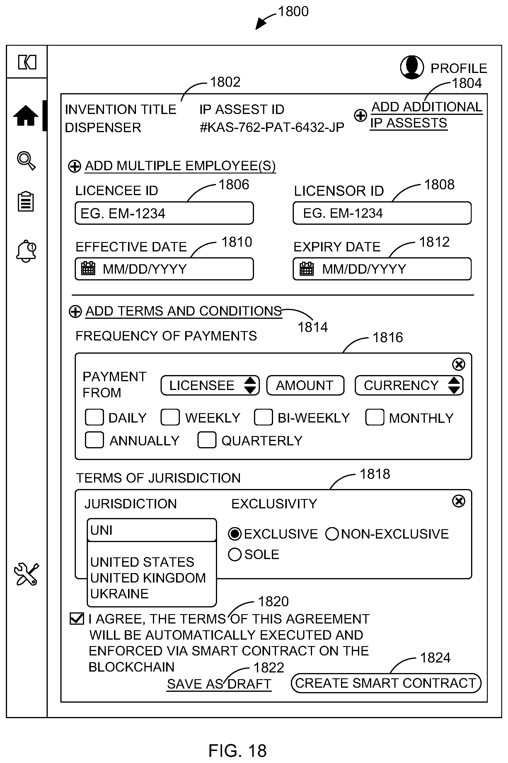 Patent US11810212 Figure 19 – Access controlled distributed ledger system for asset management