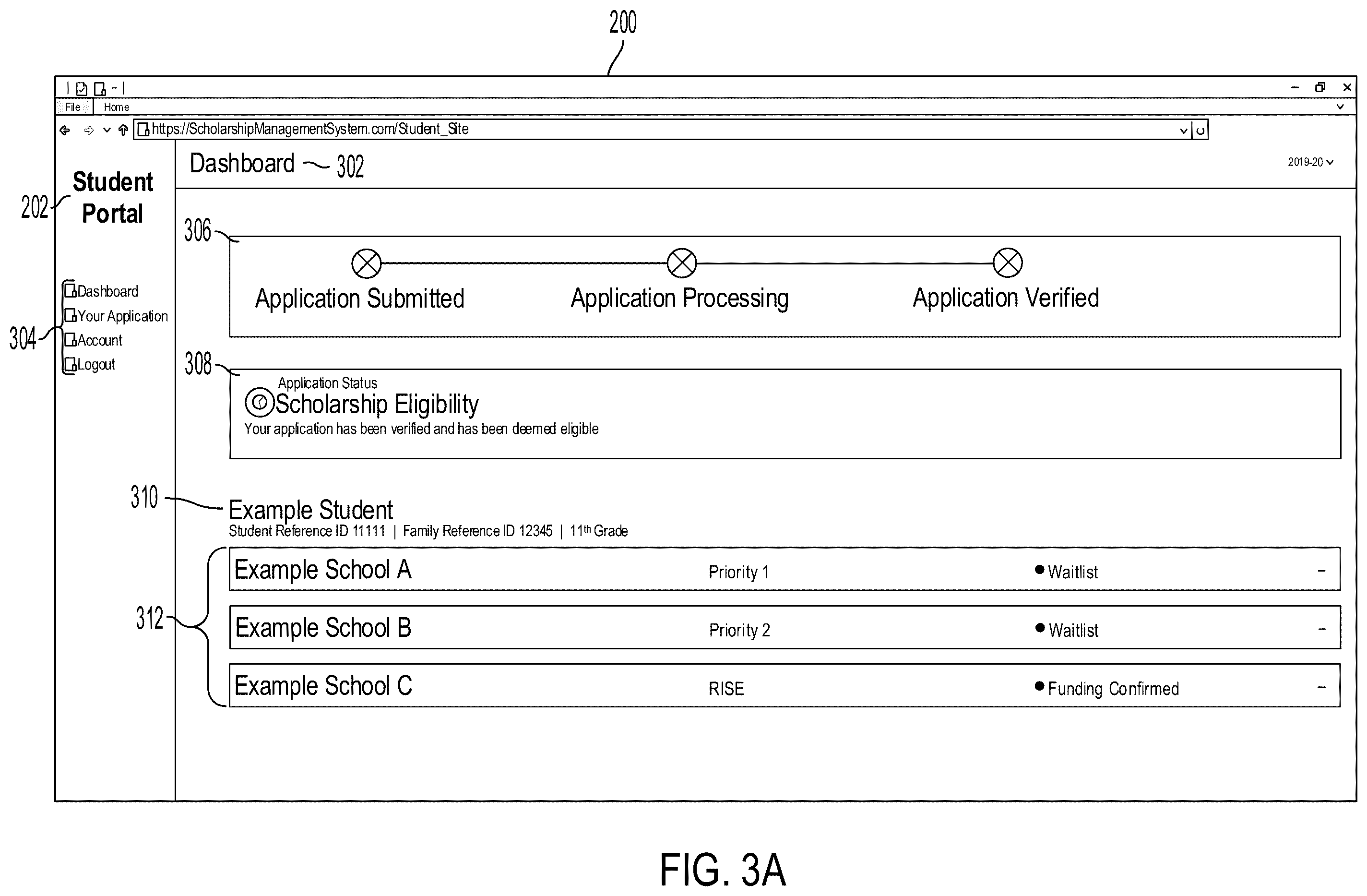 Patent US11810214 Figure 3 – Data management systems for scholarship programs