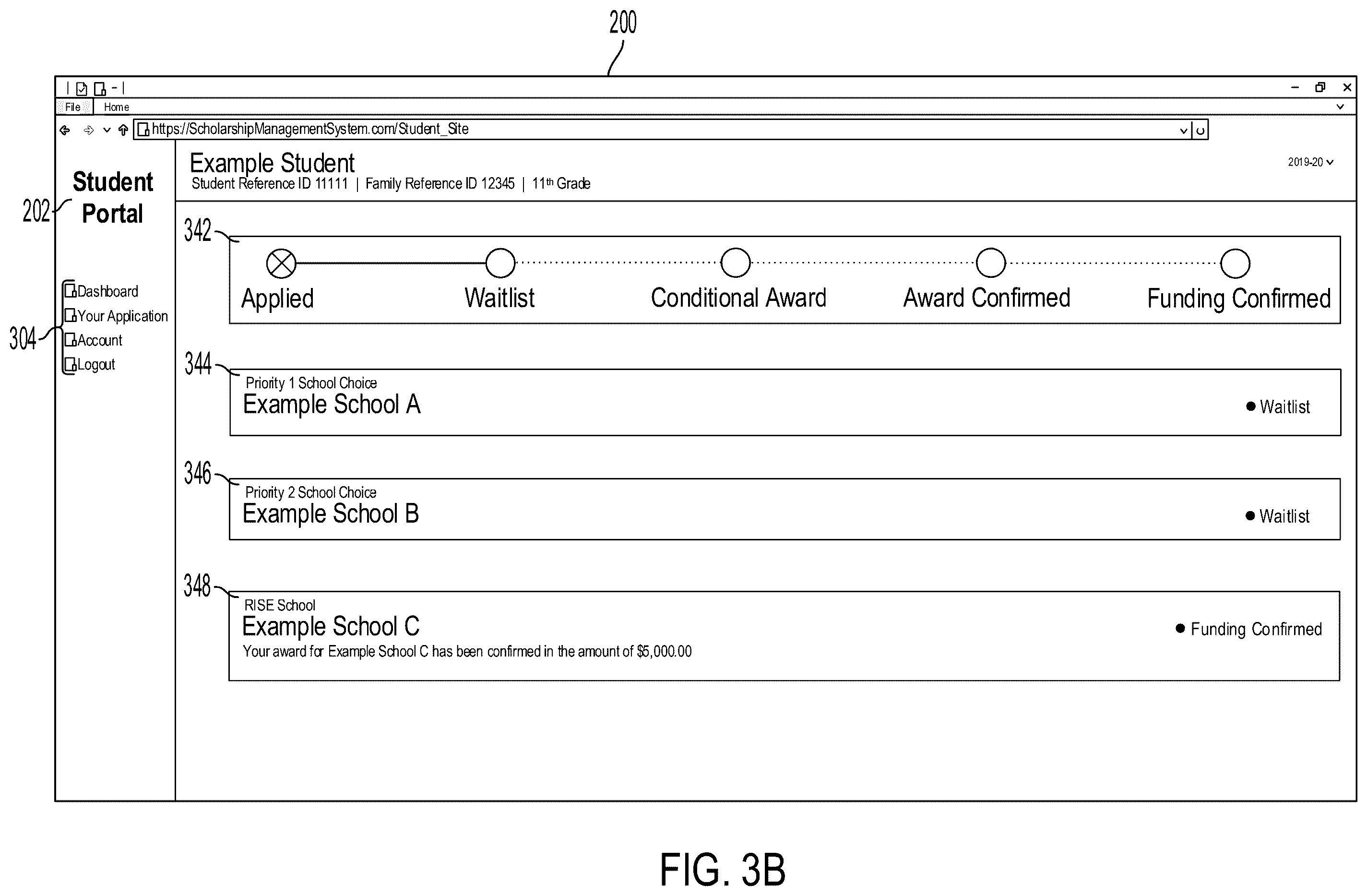 Patent US11810214 Figure 4 – Data management systems for scholarship programs