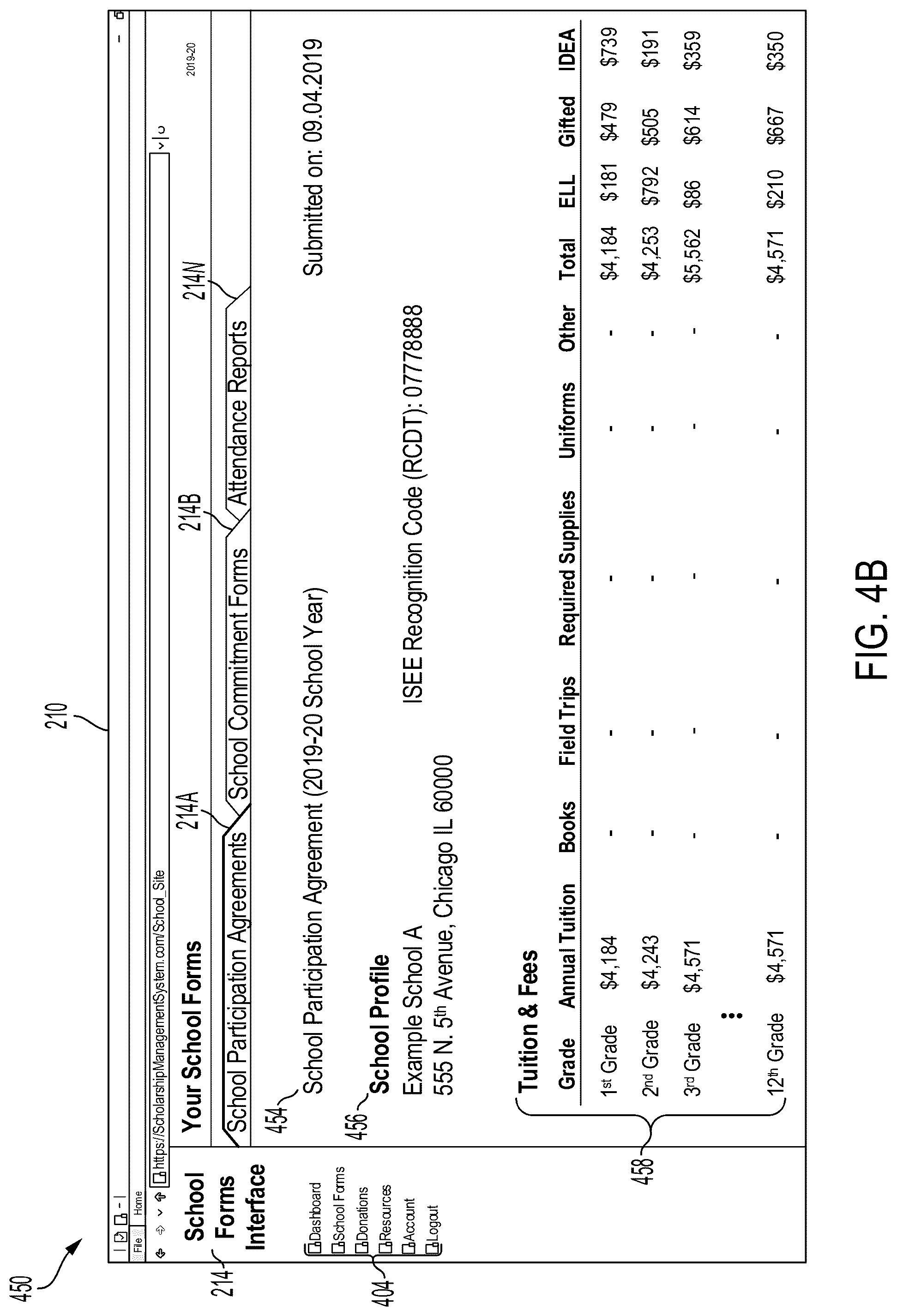 Patent US11810214 Figure 6 – Data management systems for scholarship programs