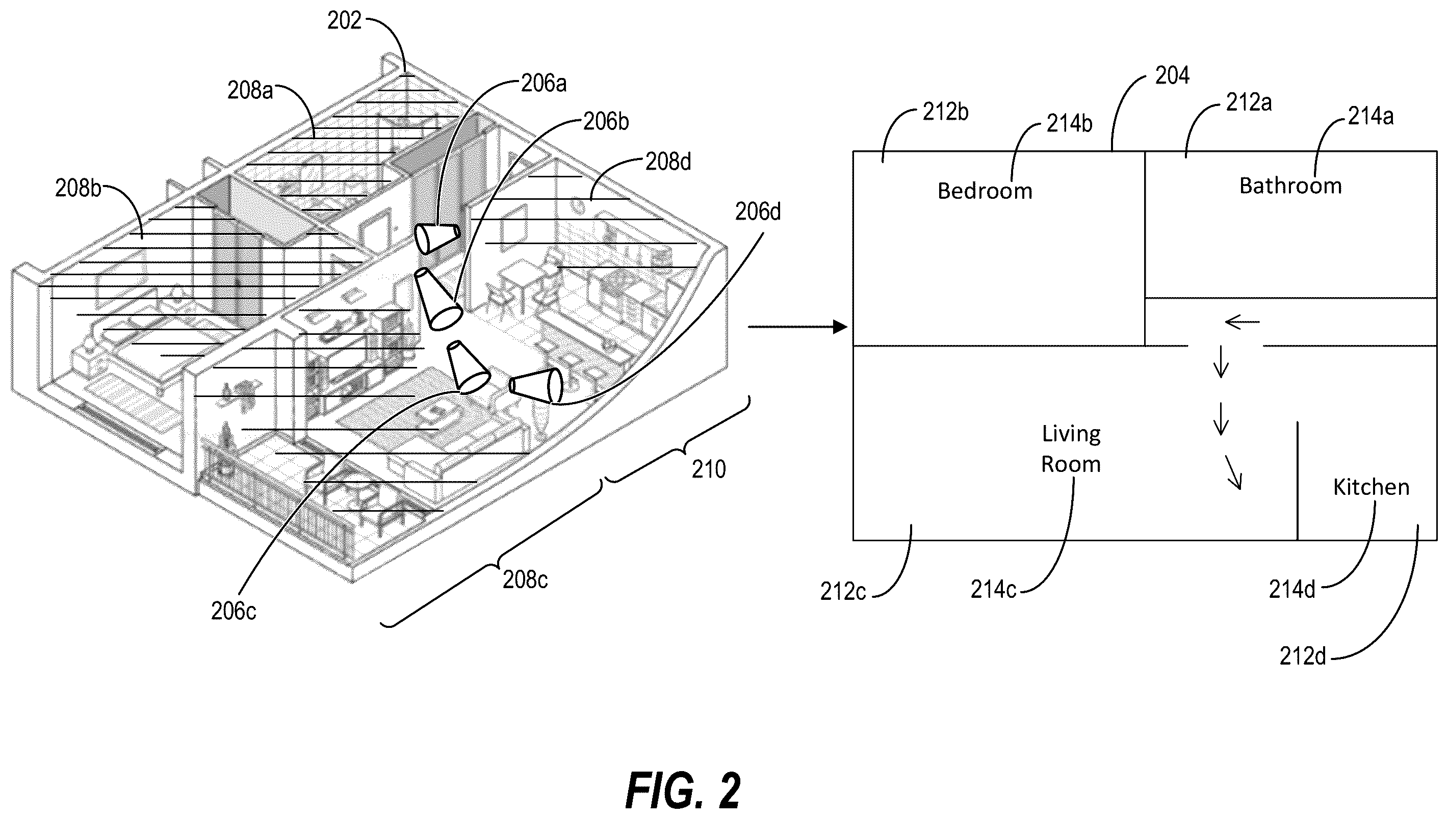 Patent US11810354 Figure 2 – Generating digital floorplans from sparse digital video utilizing an audio-visual floorplan reconstruction machine learning model