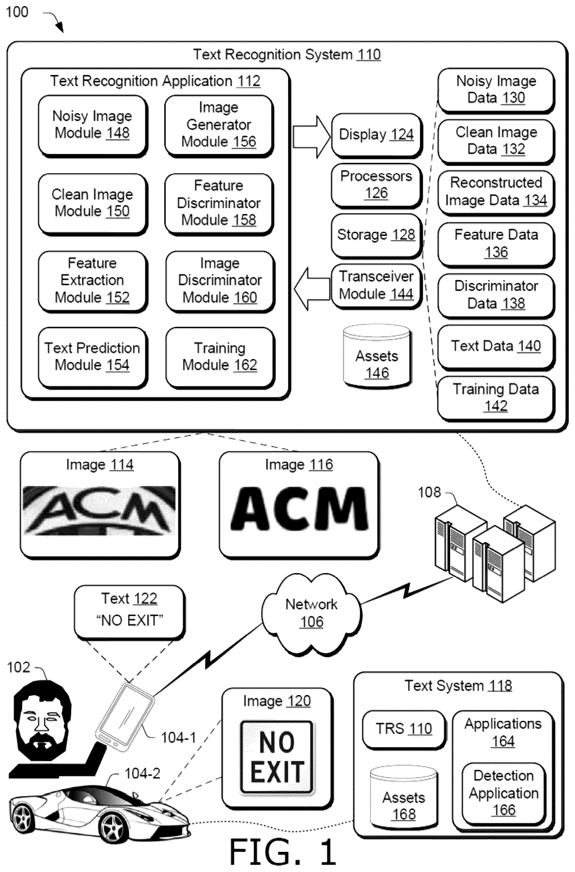 Patent US11810374 Figure 1 – Training text recognition systems