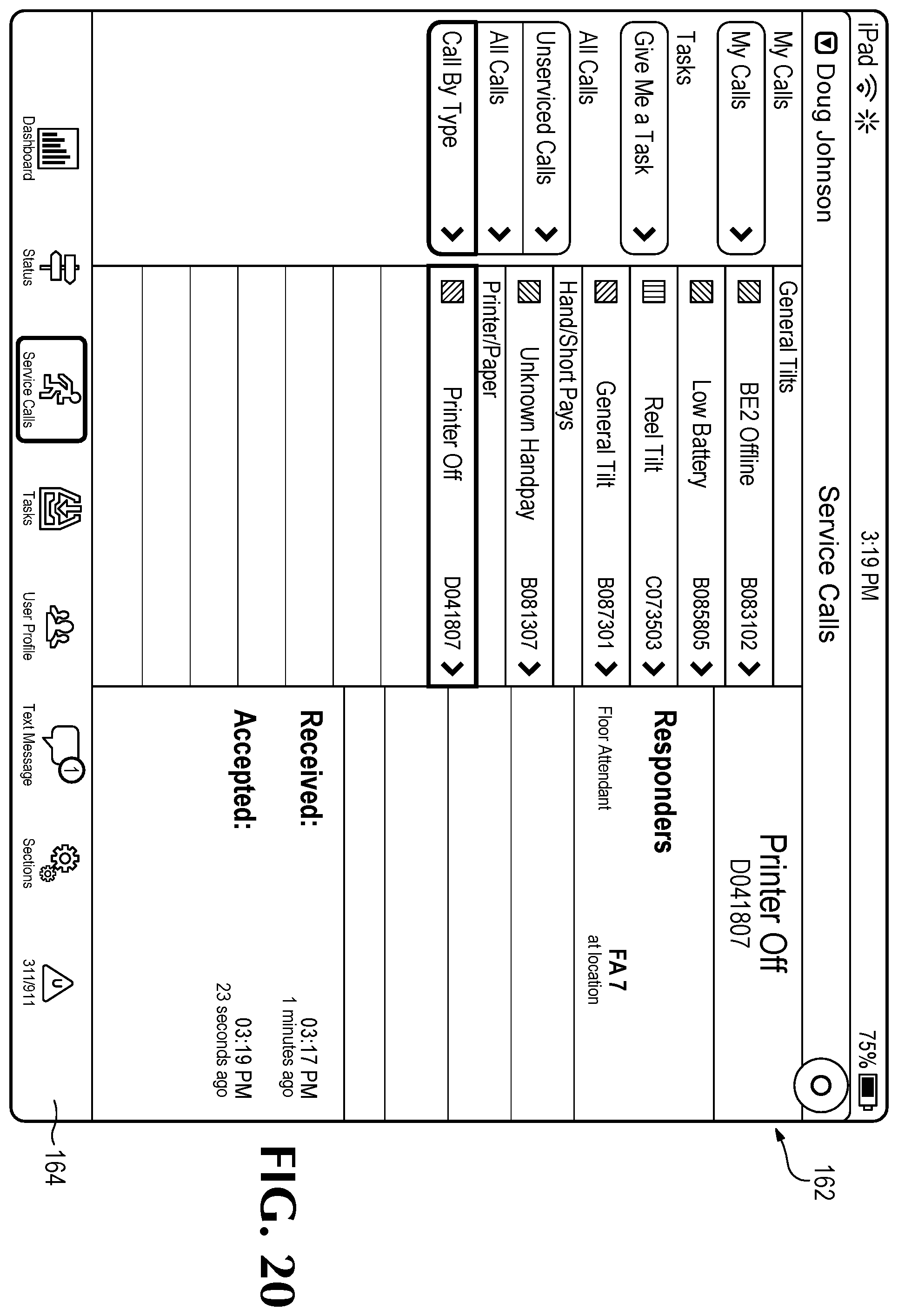 Patent US11810420 Figure 19 – Dispatching casino agents to an electronic gaming machine