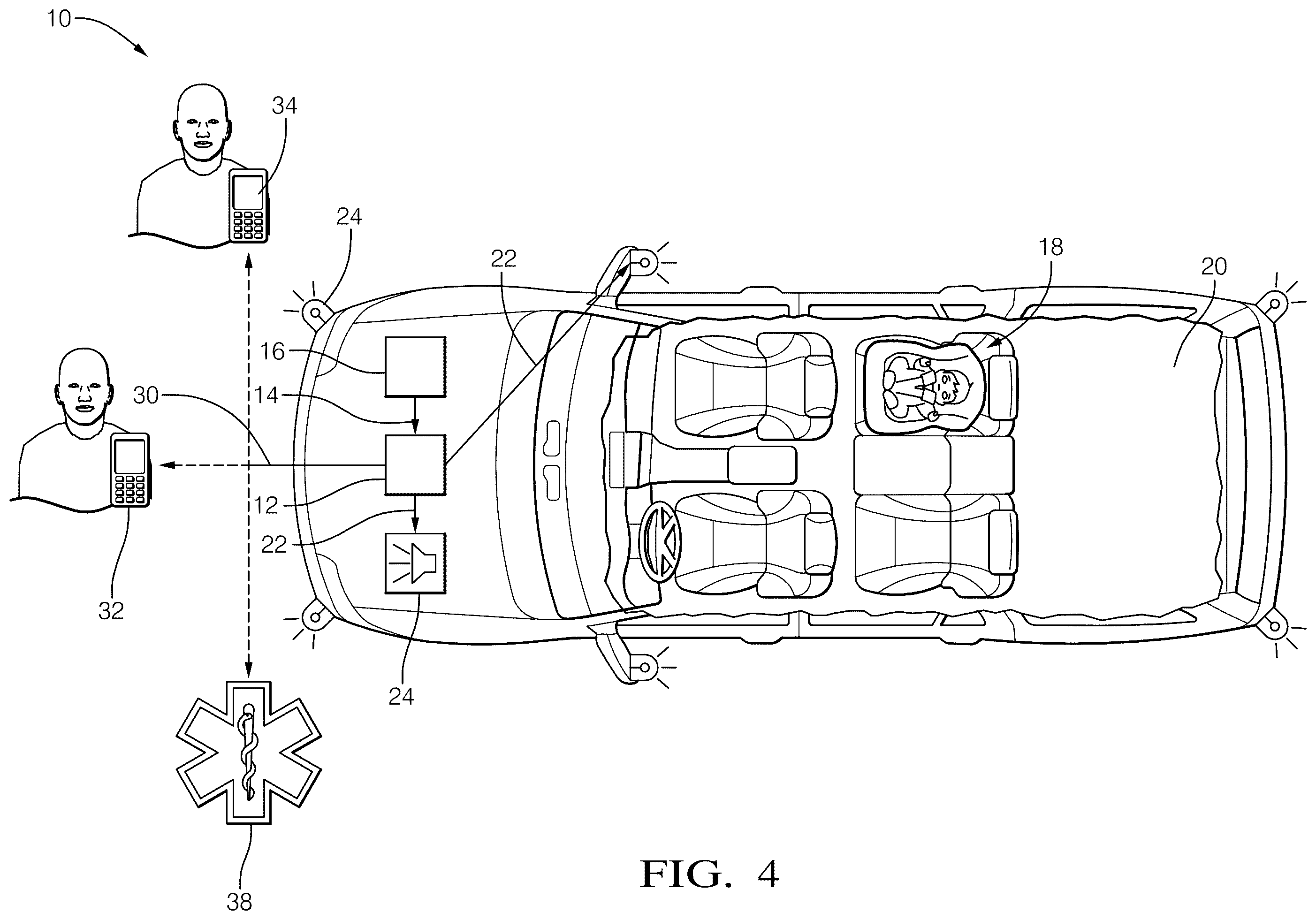 Patent US11810443 Figure 4 – Vehicle-occupant alert system