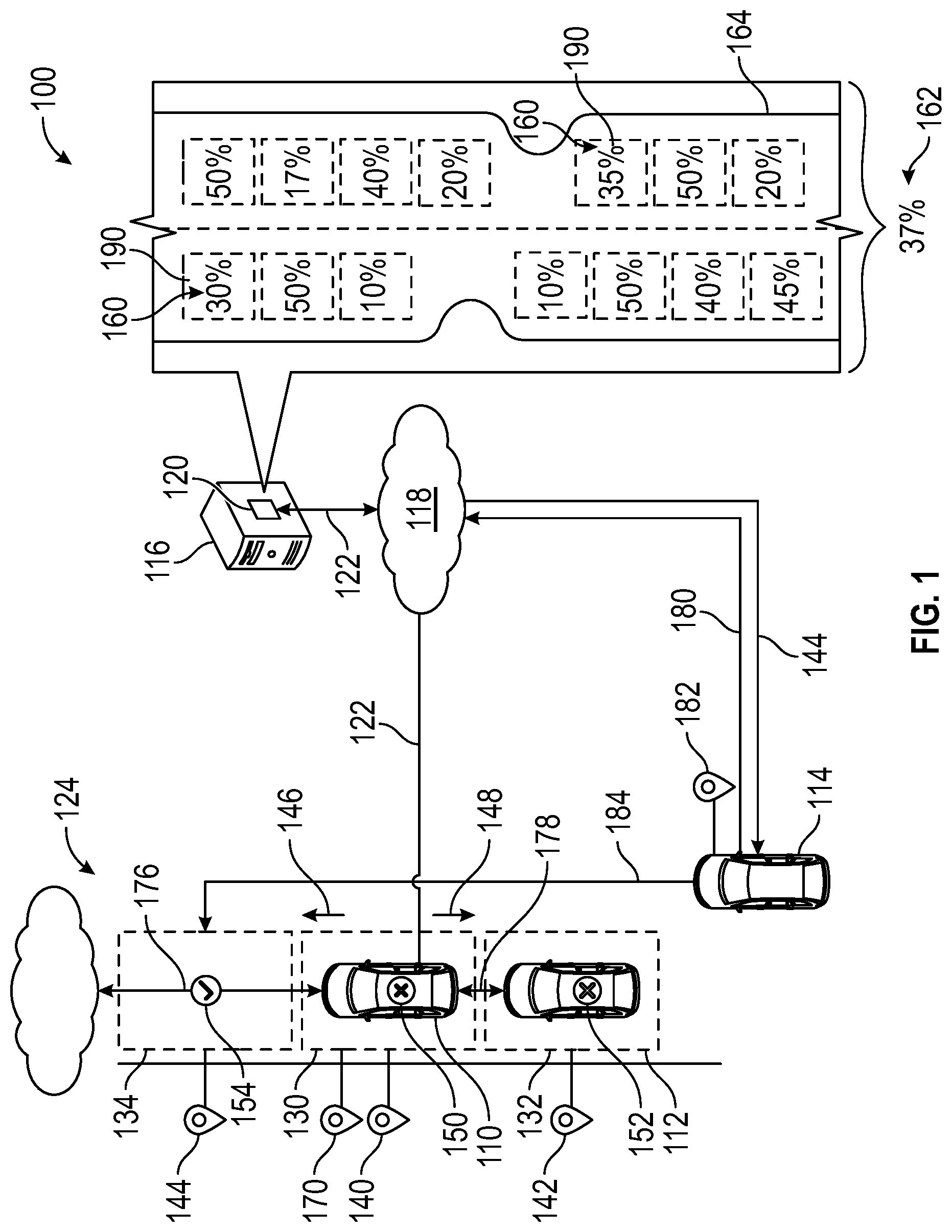 Patent US11810457 Figure 1 – Systems and methods for locating a parking space