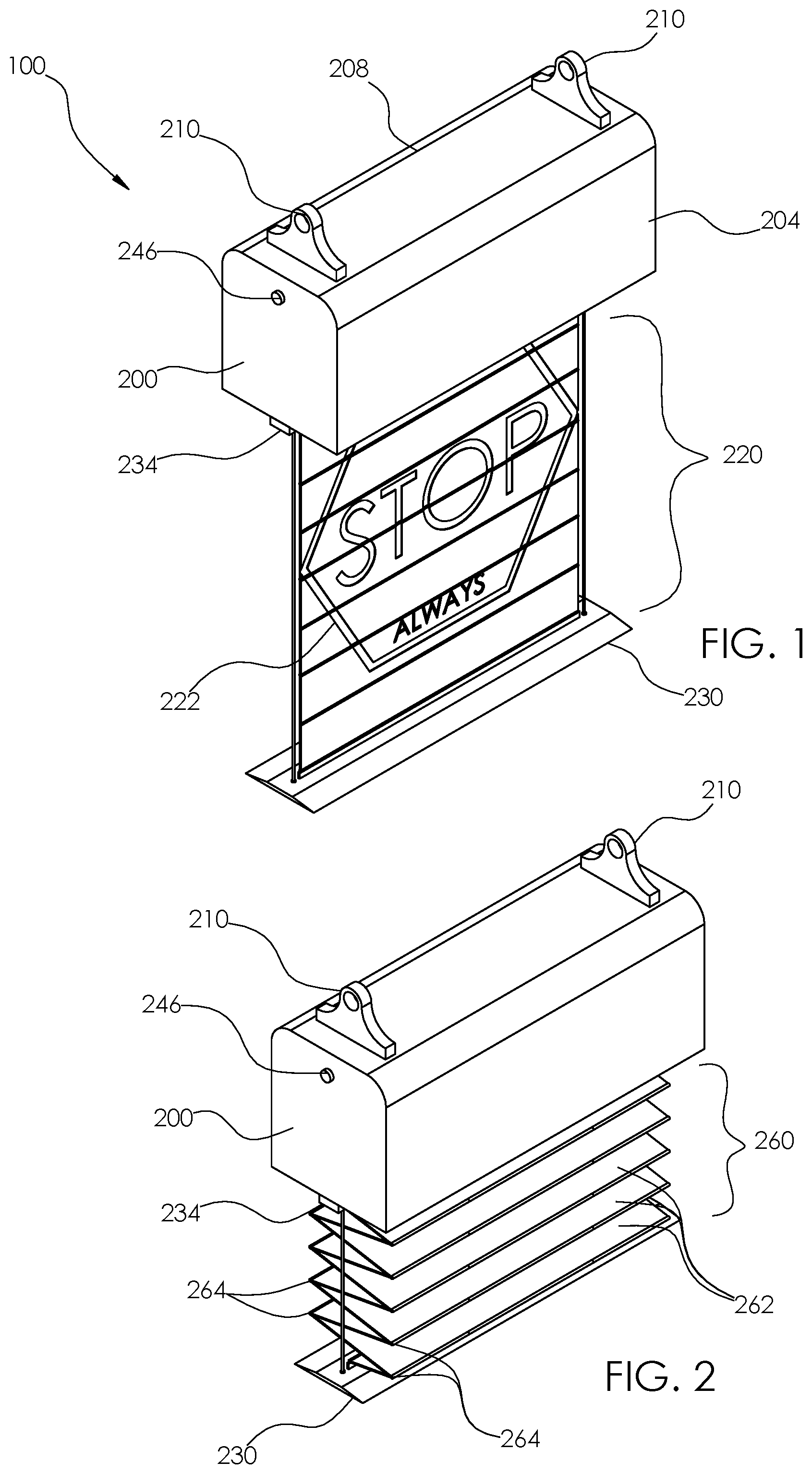 Patent US11810479 Figure 1 – Deployable stop sign for use with a traffic light during power loss