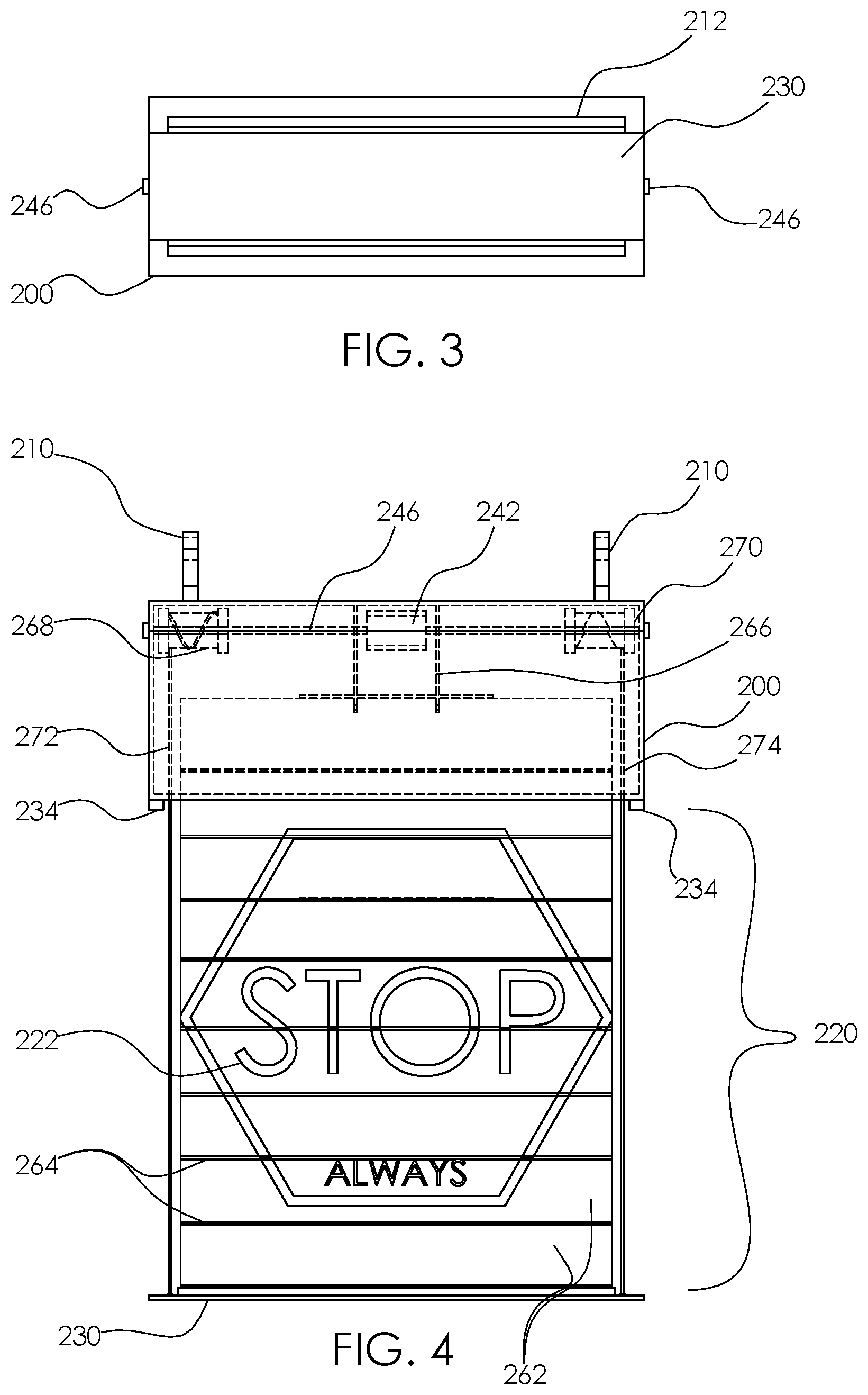 Patent US11810479 Figure 2 – Deployable stop sign for use with a traffic light during power loss