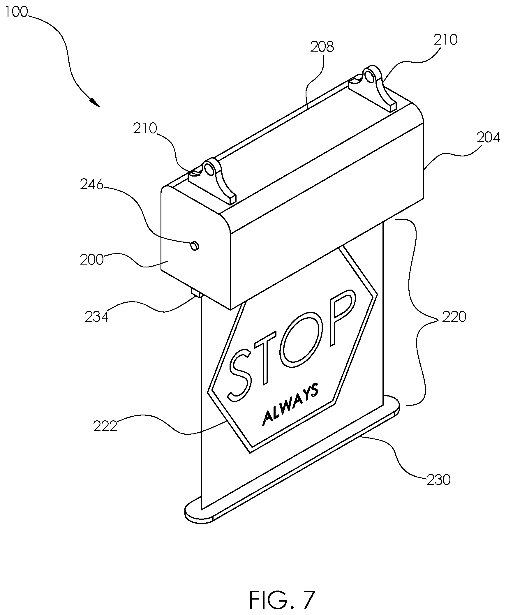Patent US11810479 Figure 5 – Deployable stop sign for use with a traffic light during power loss