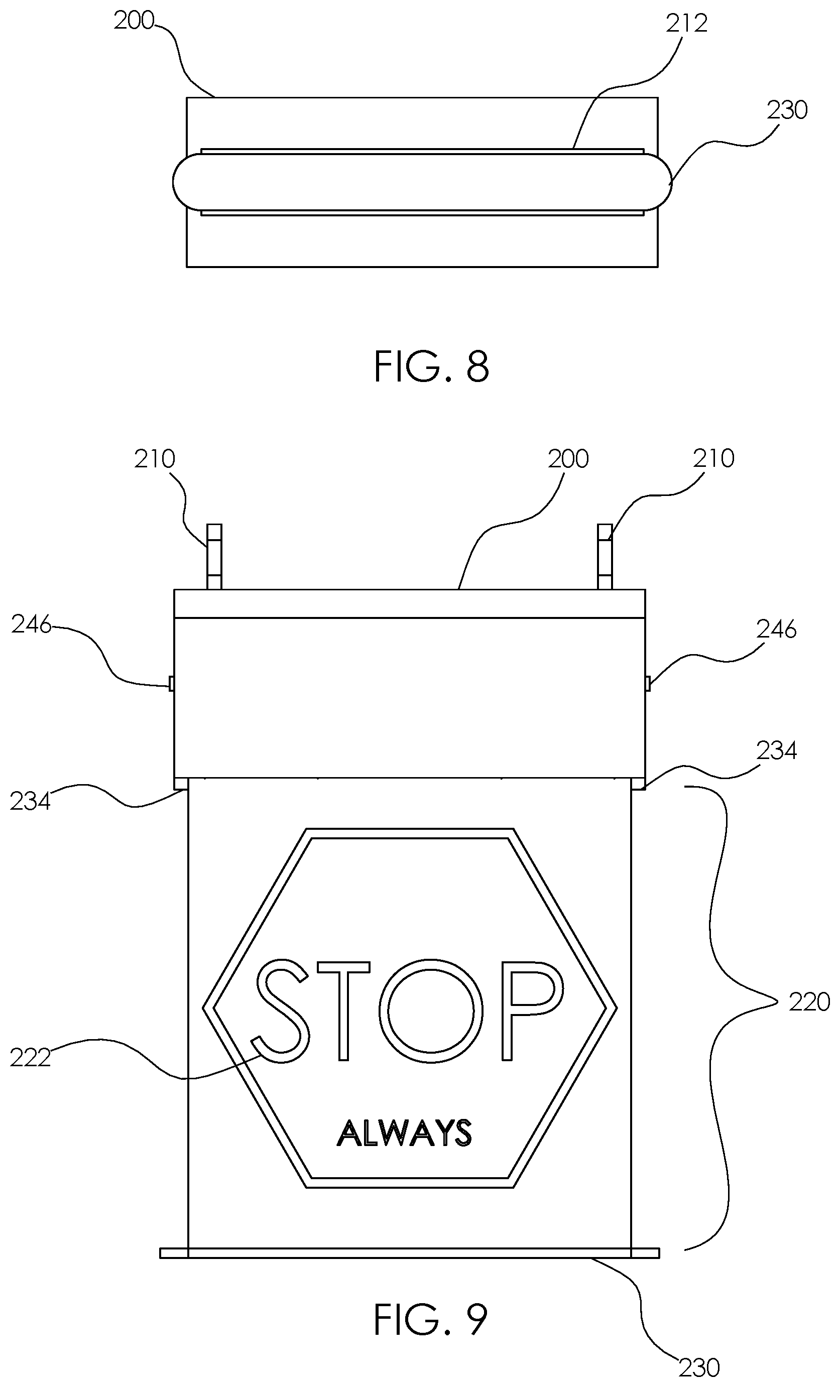 Patent US11810479 Figure 6 – Deployable stop sign for use with a traffic light during power loss