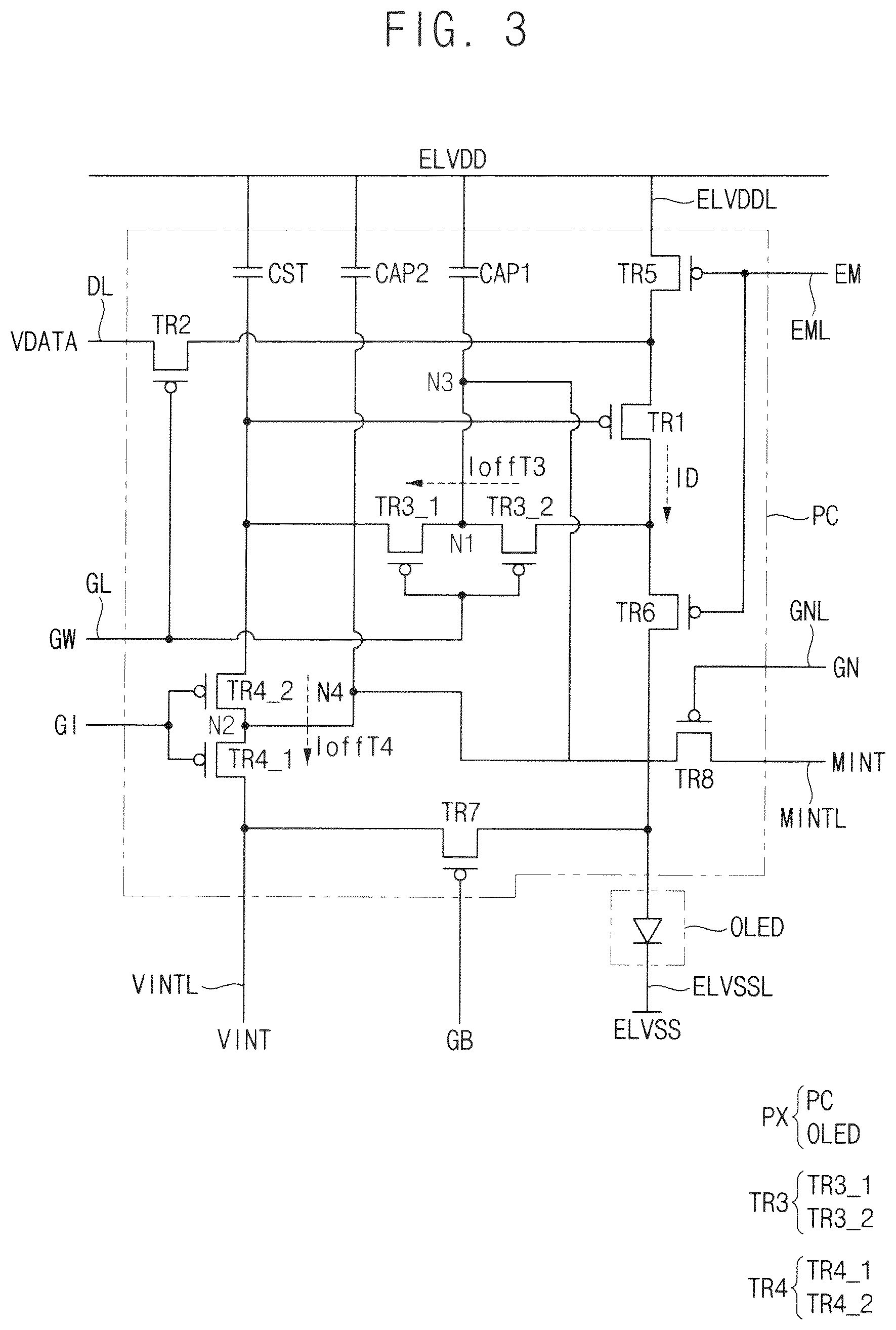 Patent US11810511 Figure 3 – Pixel, display device, and method of driving display device