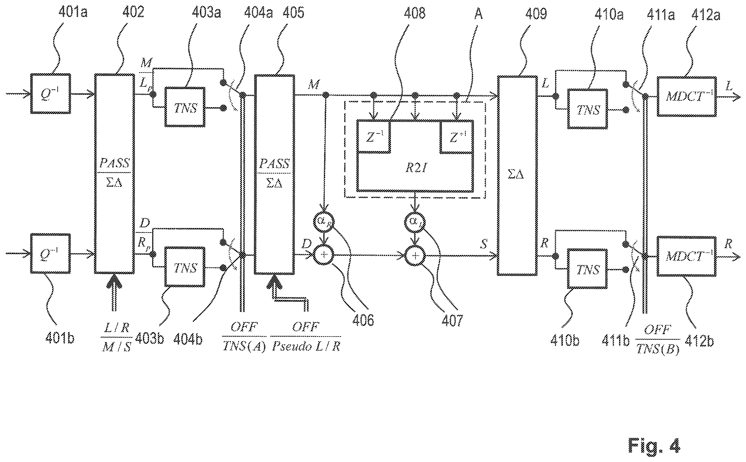 Patent US11810582 Figure 4 – MDCT-based complex prediction stereo coding