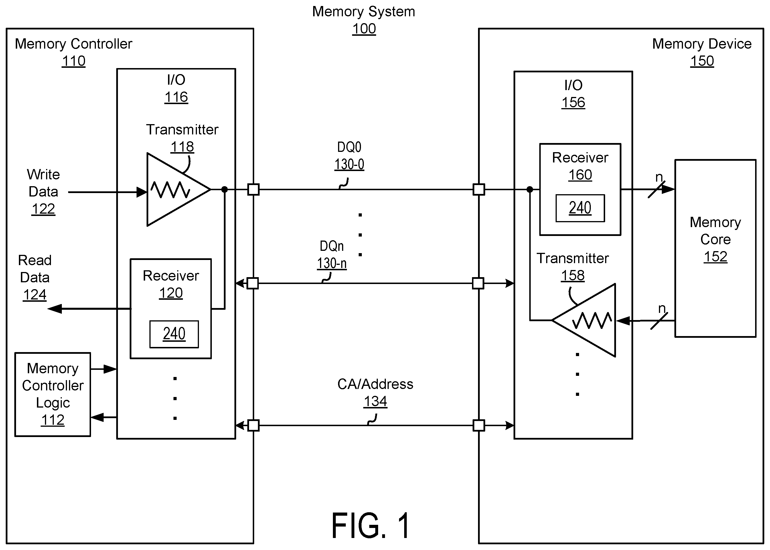 Patent US11810633 Figure 1 – Receiver training of reference voltage and equalizer coefficients