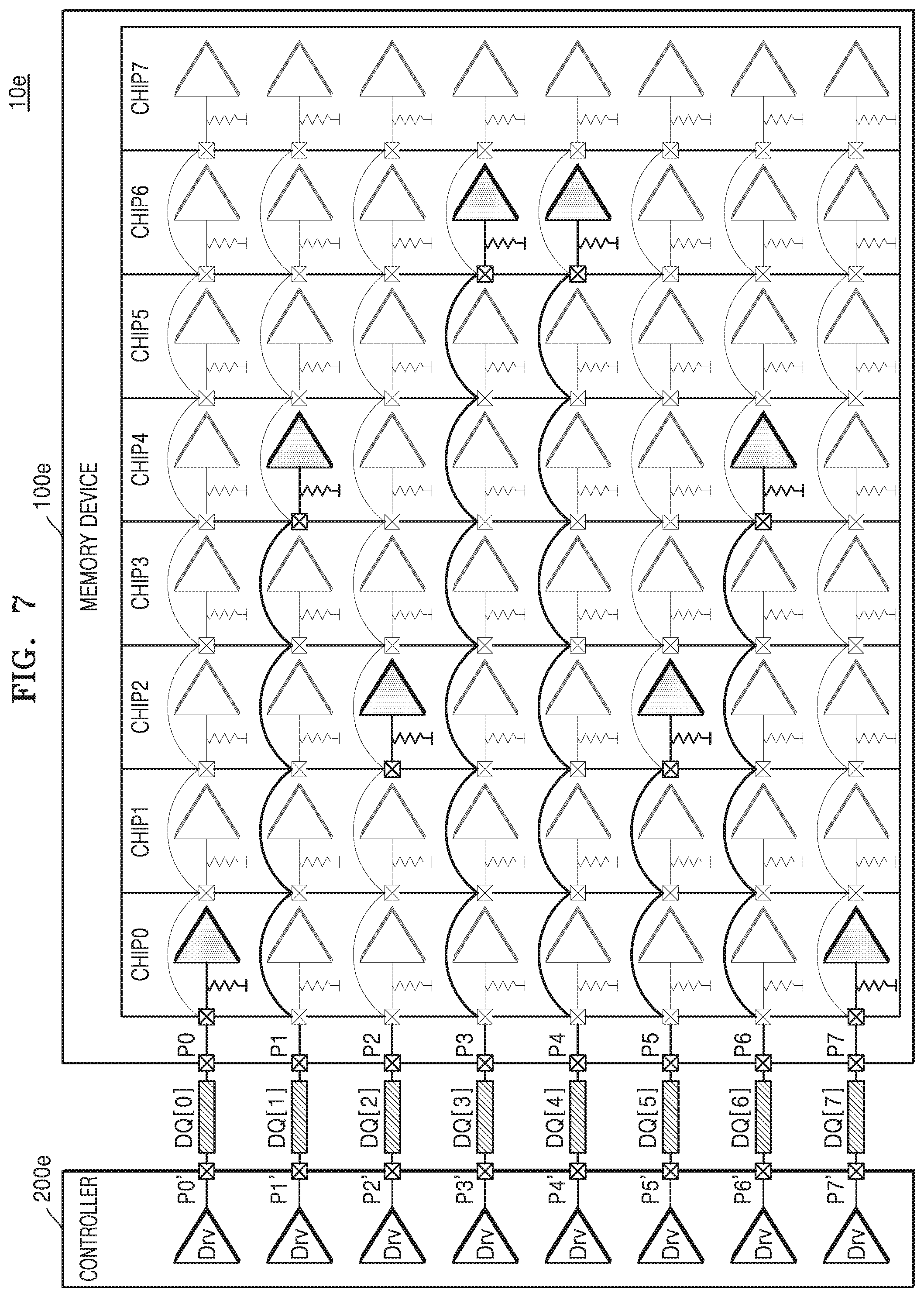 Patent US11810638 Figure 8 – Memory device including multiple memory chips and data signal lines and a method of operating the memory device