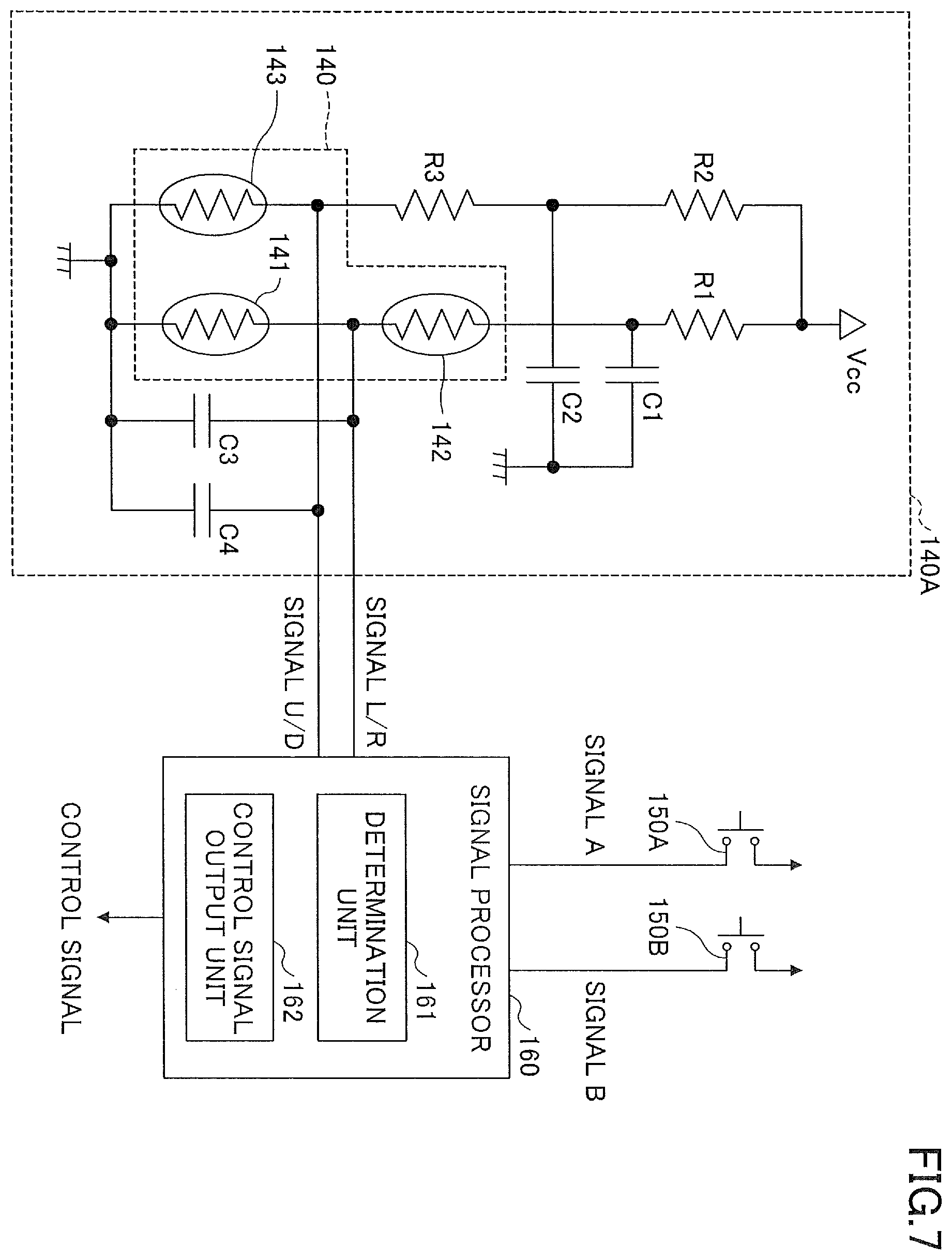 Patent US11810738 Figure 7 – Input device employing a flex sensor and a switch outputting first and second signals